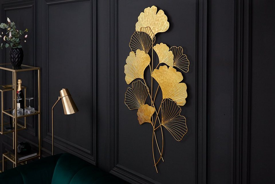 riess-ambiente Wanddekoobjekt GINKGO 110cm gold (1 St), Metall · Wohnzimmer  · Asiatisch · Schlafzimmer