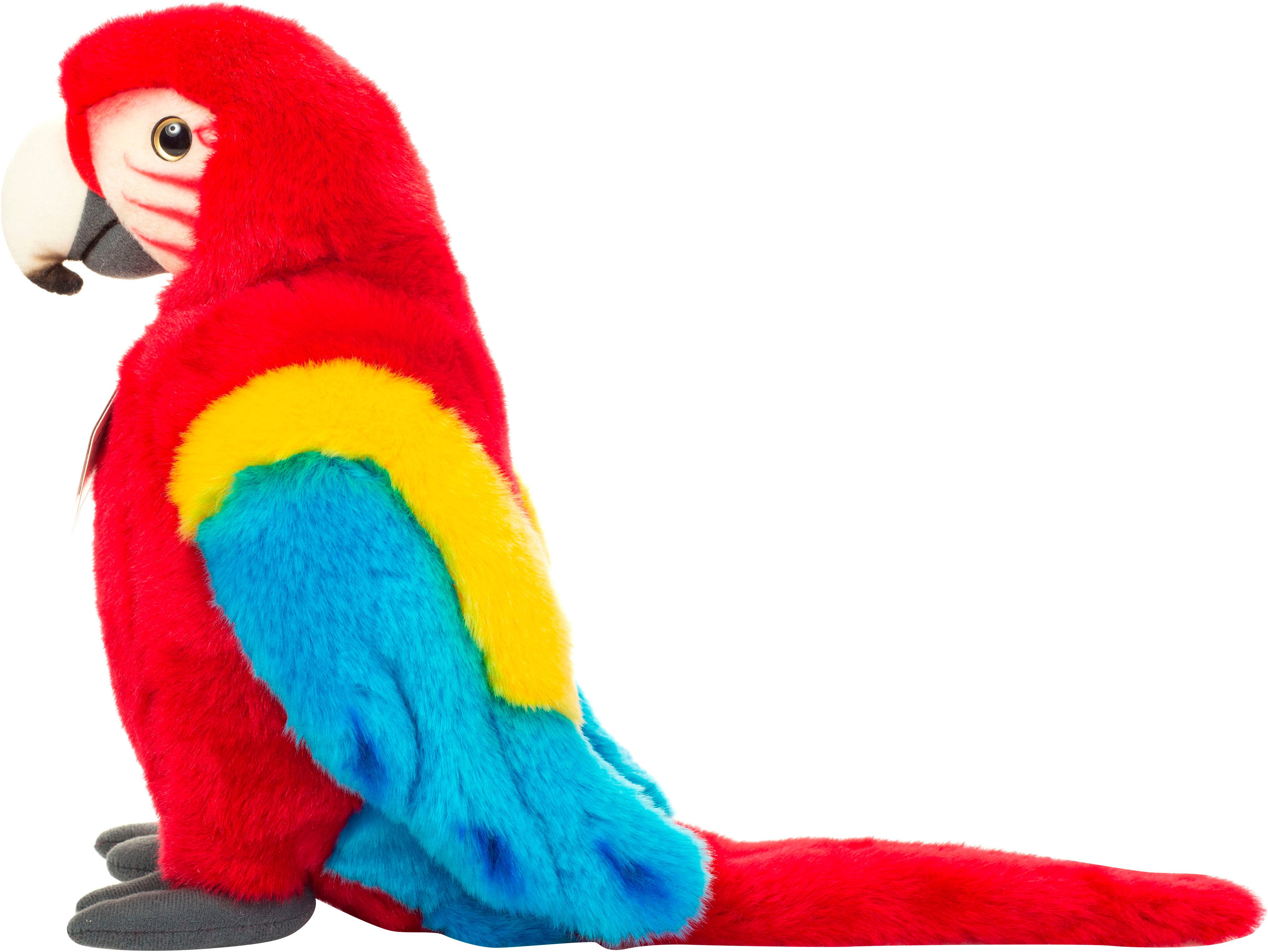 Teddy Hermann® Kuscheltier Papagei Scharlachara, 27 cm, rot, zum Teil aus recyceltem Material