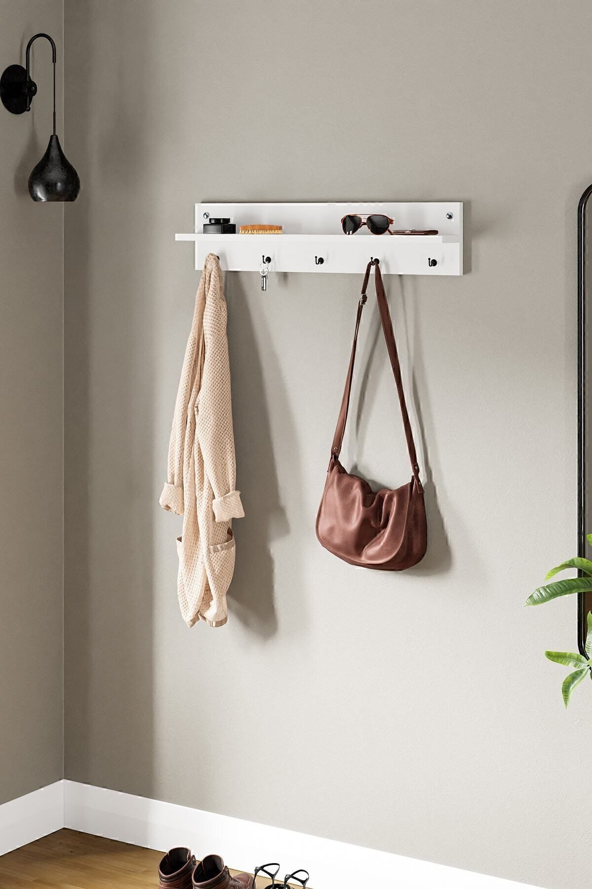 en.casa Wandregal, Wandgarderobe, modern x cm Spanplatte Weiß 89866629 günstig online kaufen