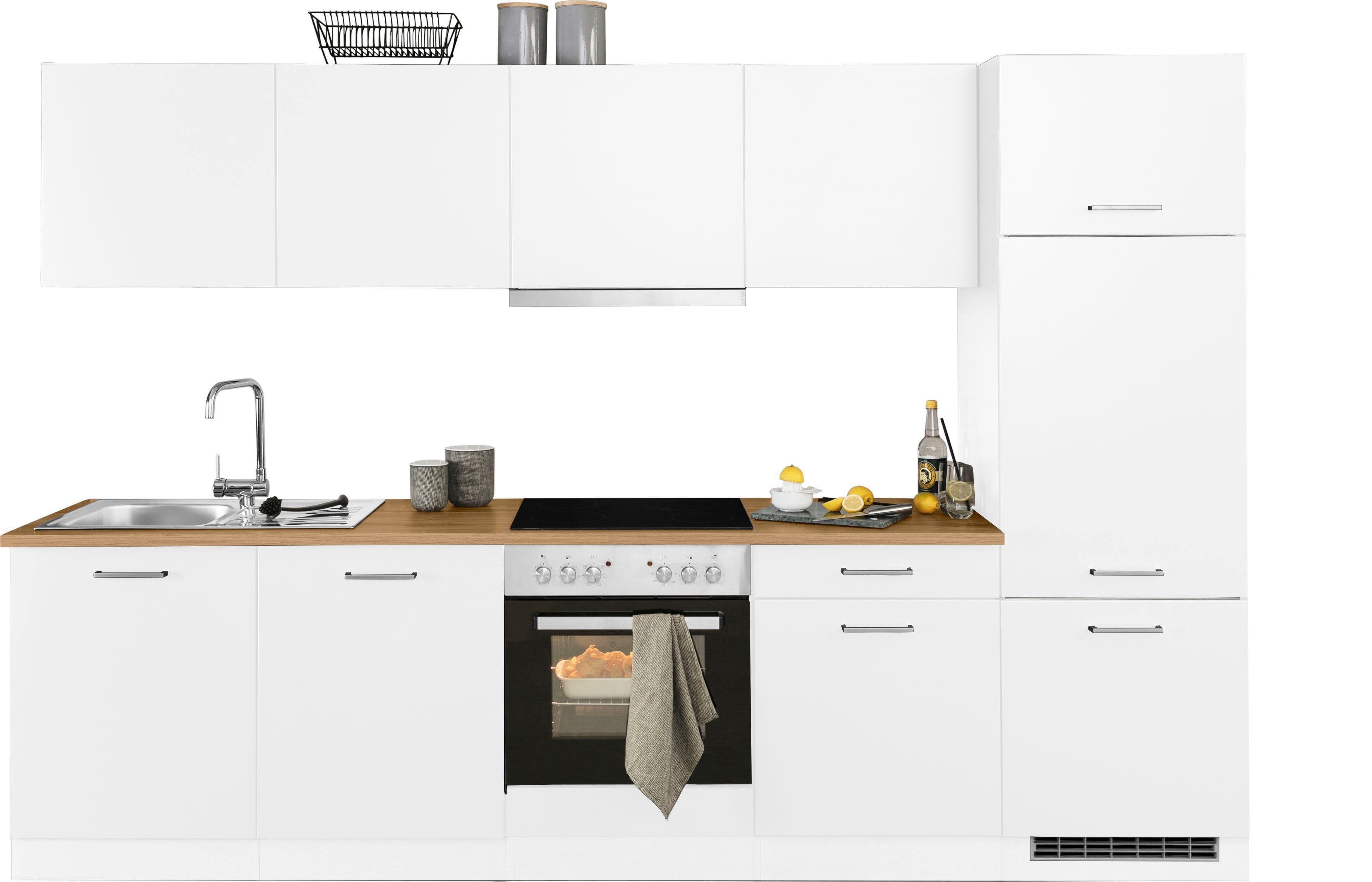 KOCHSTATION Küchenzeile KS-Kehl, mit E-Geräten, Breite 300 cm, inkl. Kühlschrank und Geschirrspüler
