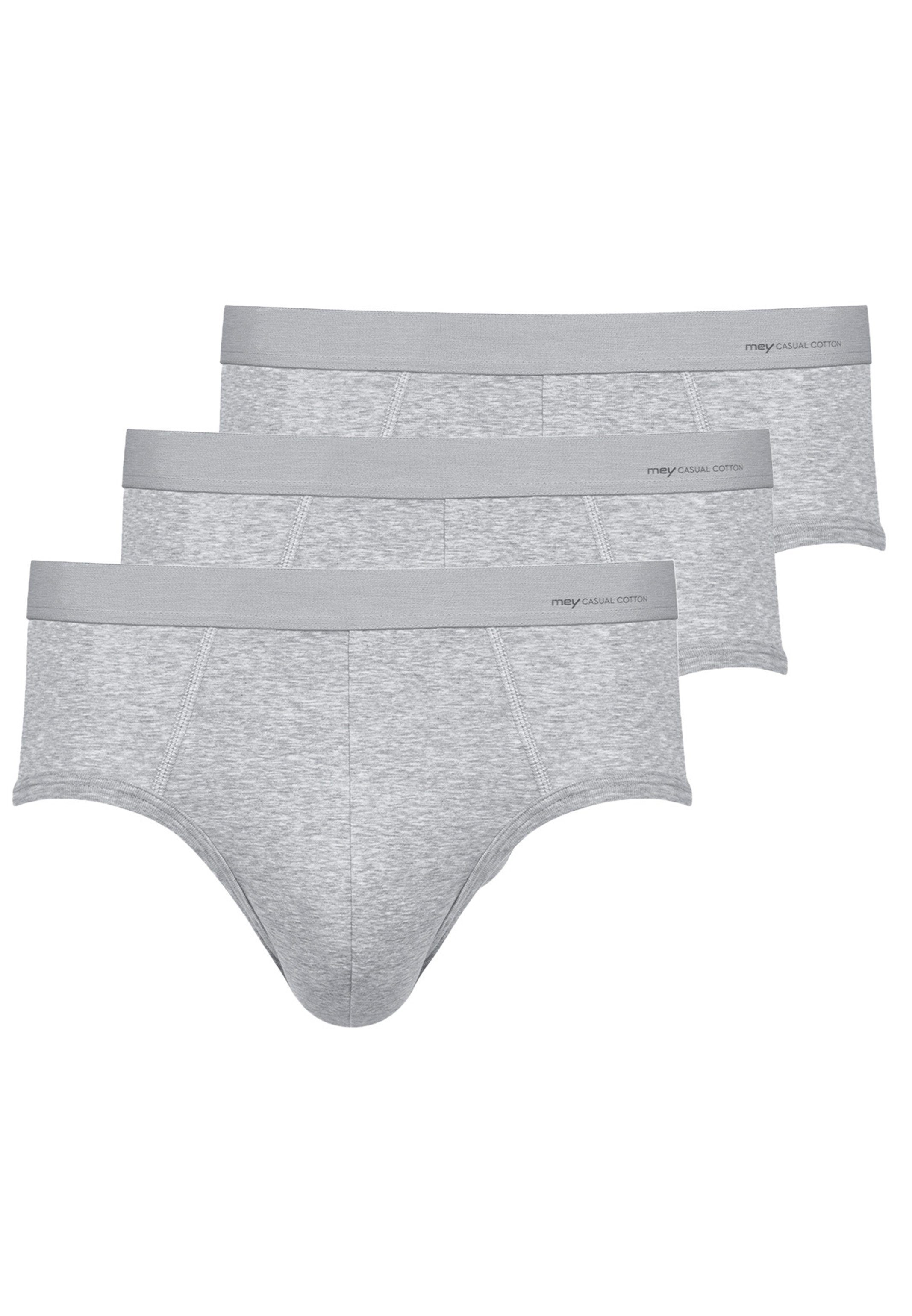 Mey Slip Webbund - (Spar-Set, - 3er Cotton 3-St) Slip Ohne Baumwolle Eingriff Aufgesetzter Casual Pack Unterhose Melange Grey Light / 