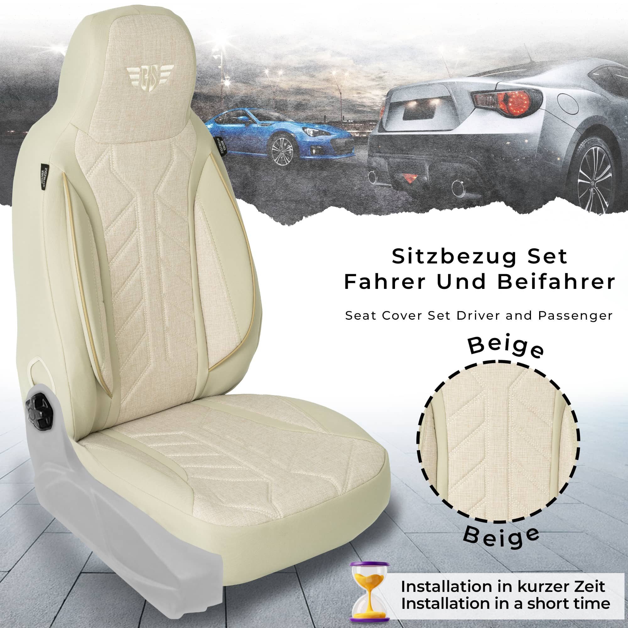 BREMER SITZBEZÜGE Autositzbezug für Nissan Townstar Bj ab 2021 (PLKT205), Set, Schonbezüge Sitzbezüge Fahrer und Beifahrer, in Beige