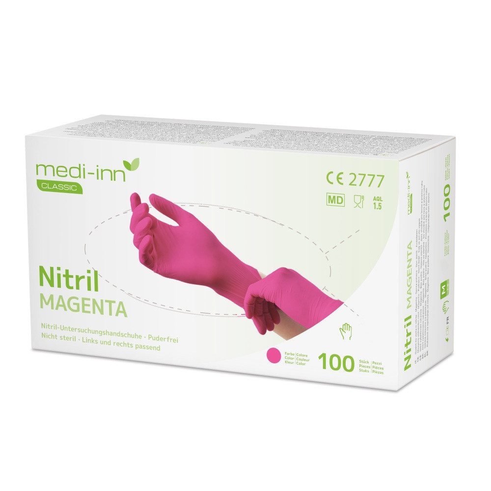 Medi-Inn Nitril-Handschuhe Nitril Magenta Einmalhandschuhe puderfrei AQL: 1 günstig online kaufen