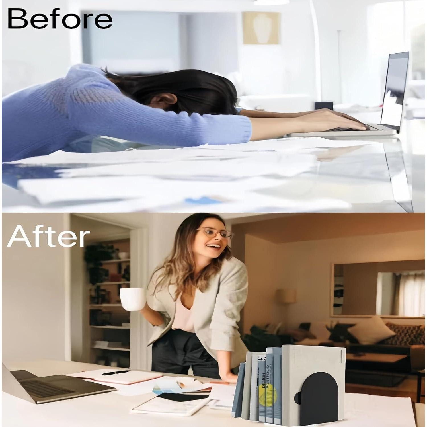 LuxusKollektion Buchstütze 8er Set Metall Buchstützen Schwarz, Schwere BücherhalterRostfrei