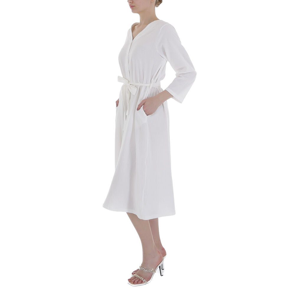 Ital-Design Weiß Sommerkleid in Sommerkleid Damen Freizeit