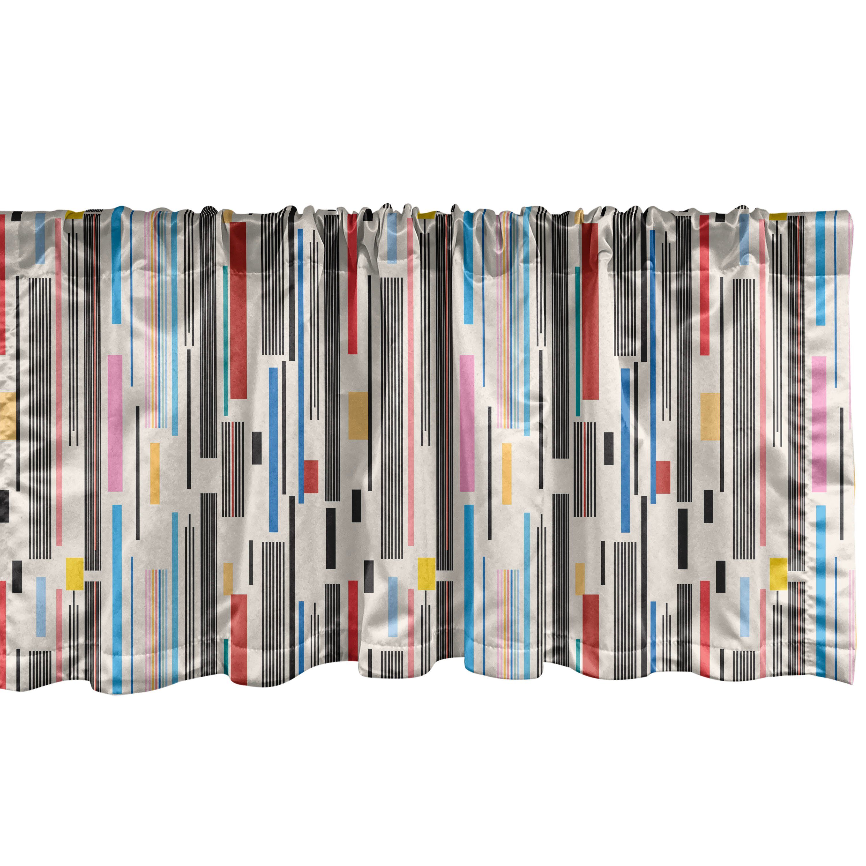 Scheibengardine Vorhang Volant für Küche Schlafzimmer Dekor mit Stangentasche, Abakuhaus, Microfaser, Abstrakt Verschiedene Farben-Streifen
