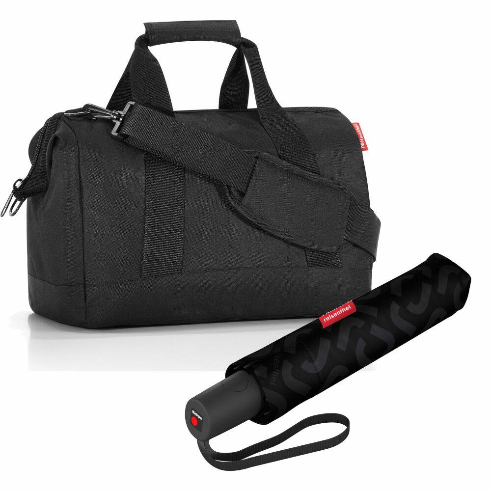 REISENTHEL® Schultertasche allrounder M Set Black (Set, 2-tlg), mit umbrella pocket duomatic