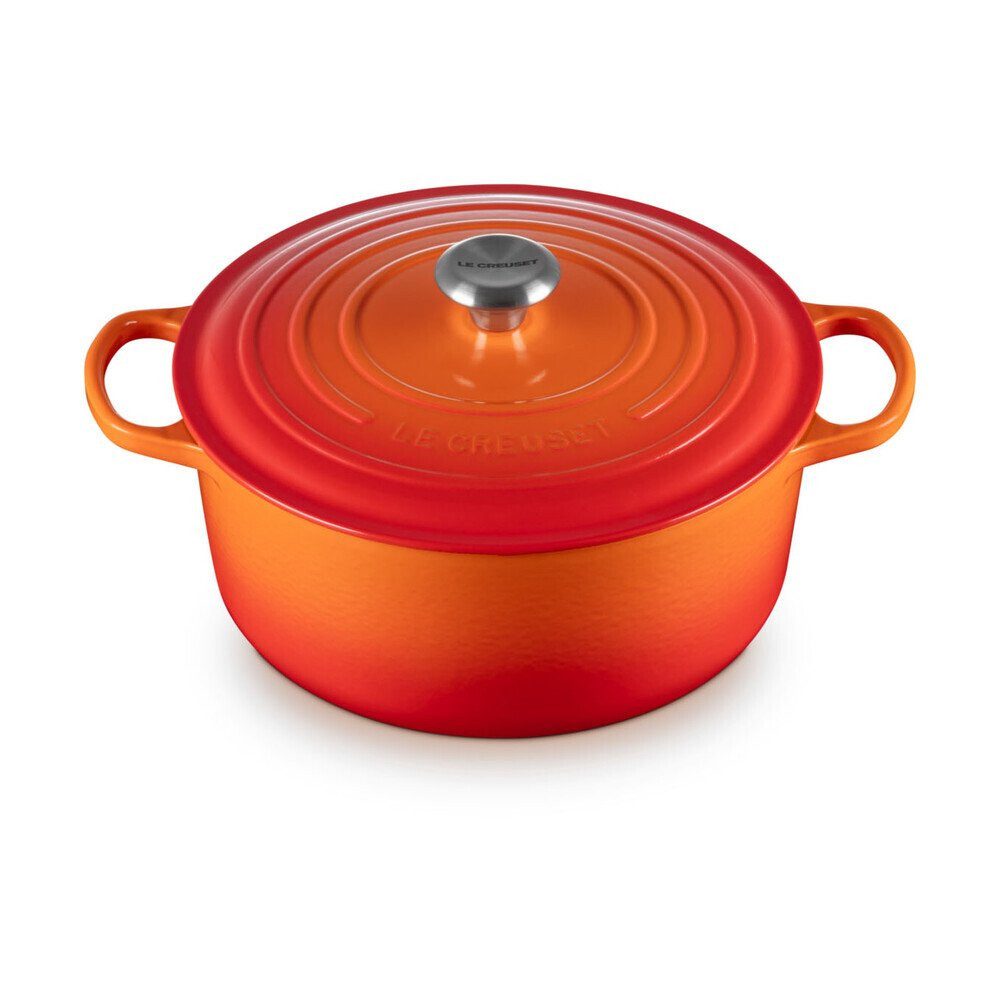 LE CREUSET Bräter Bräter mit Deckel 28 cm Signature Ofenrot, Emailliertes Gusseisen, Schmortopf, Cocotte, Bratentopf, ca. 6-8 Personen, Ø28cm, Gusseisen