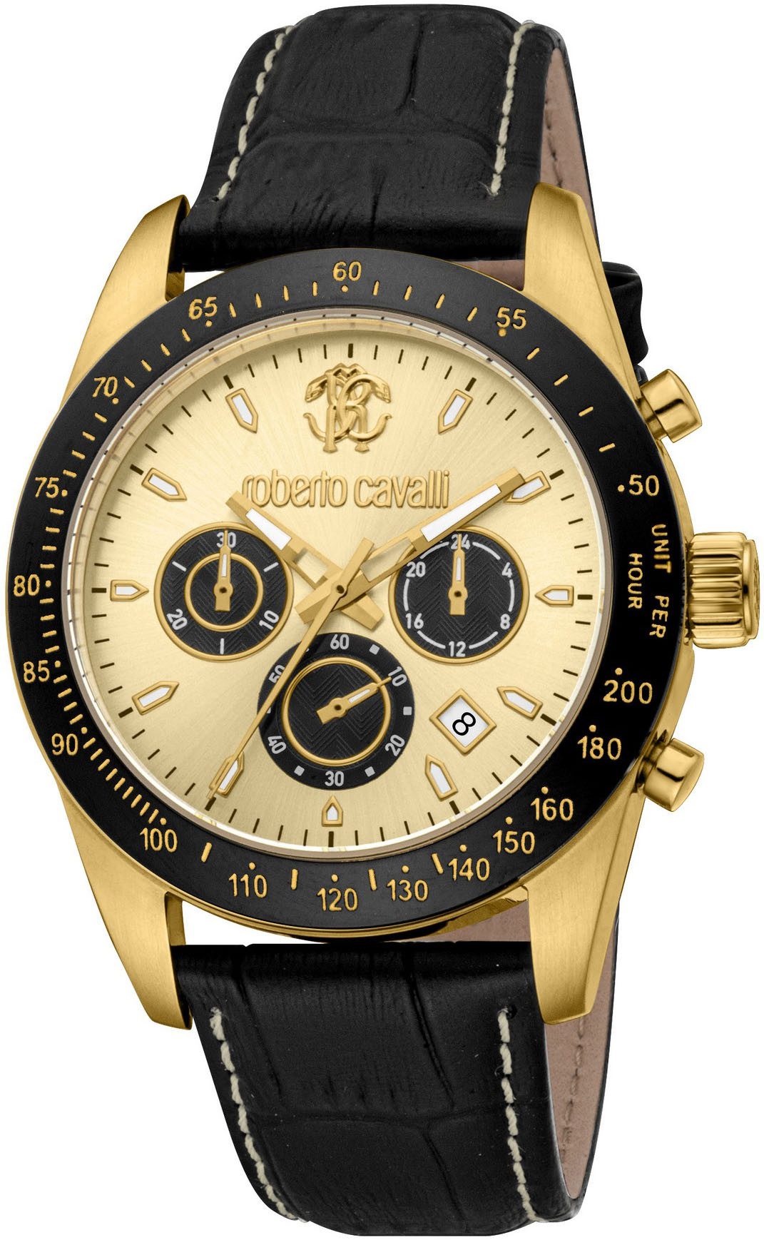 roberto cavalli Chronograph Uomo Chrono RC5G046L1045, Quarzuhr, Armbanduhr, Herrenuhr, Lederarmband, analog, Tag