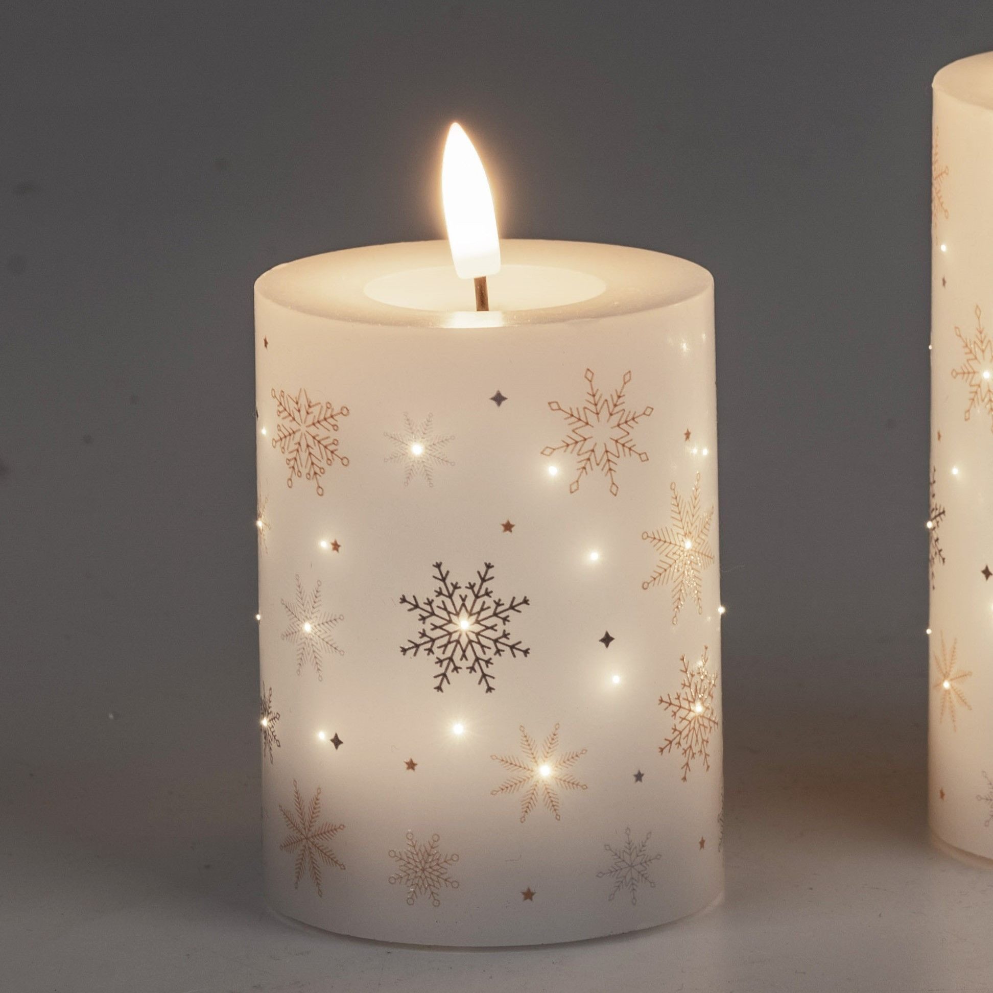 formano LED-Kerze Schneeflocke, Mit Timerfunktion, Weiß, Motiv: Schneesterne