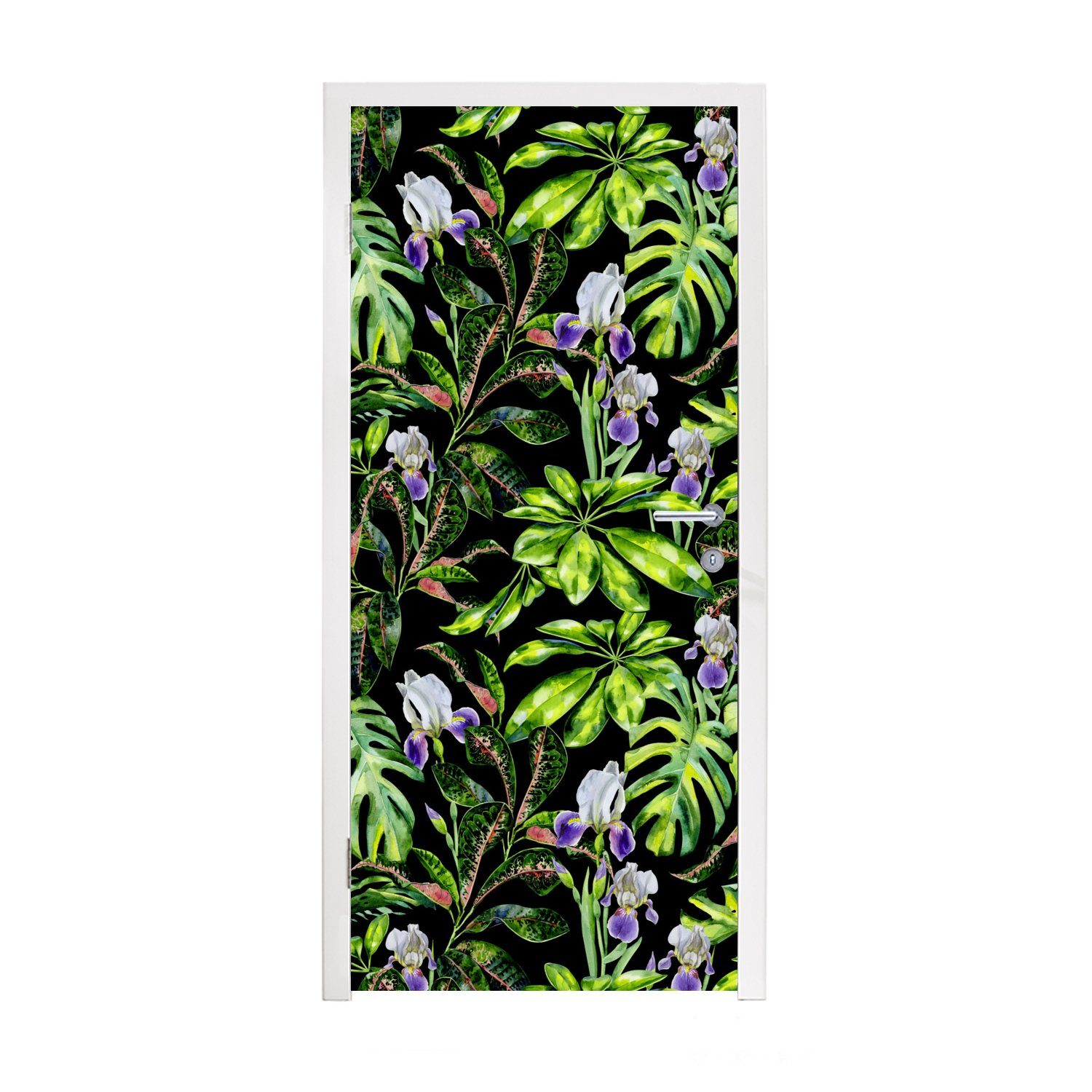 MuchoWow Türtapete Blume - Blätter Fototapete bedruckt, St), Tür, - (1 cm 75x205 Türaufkleber, Matt, für Muster