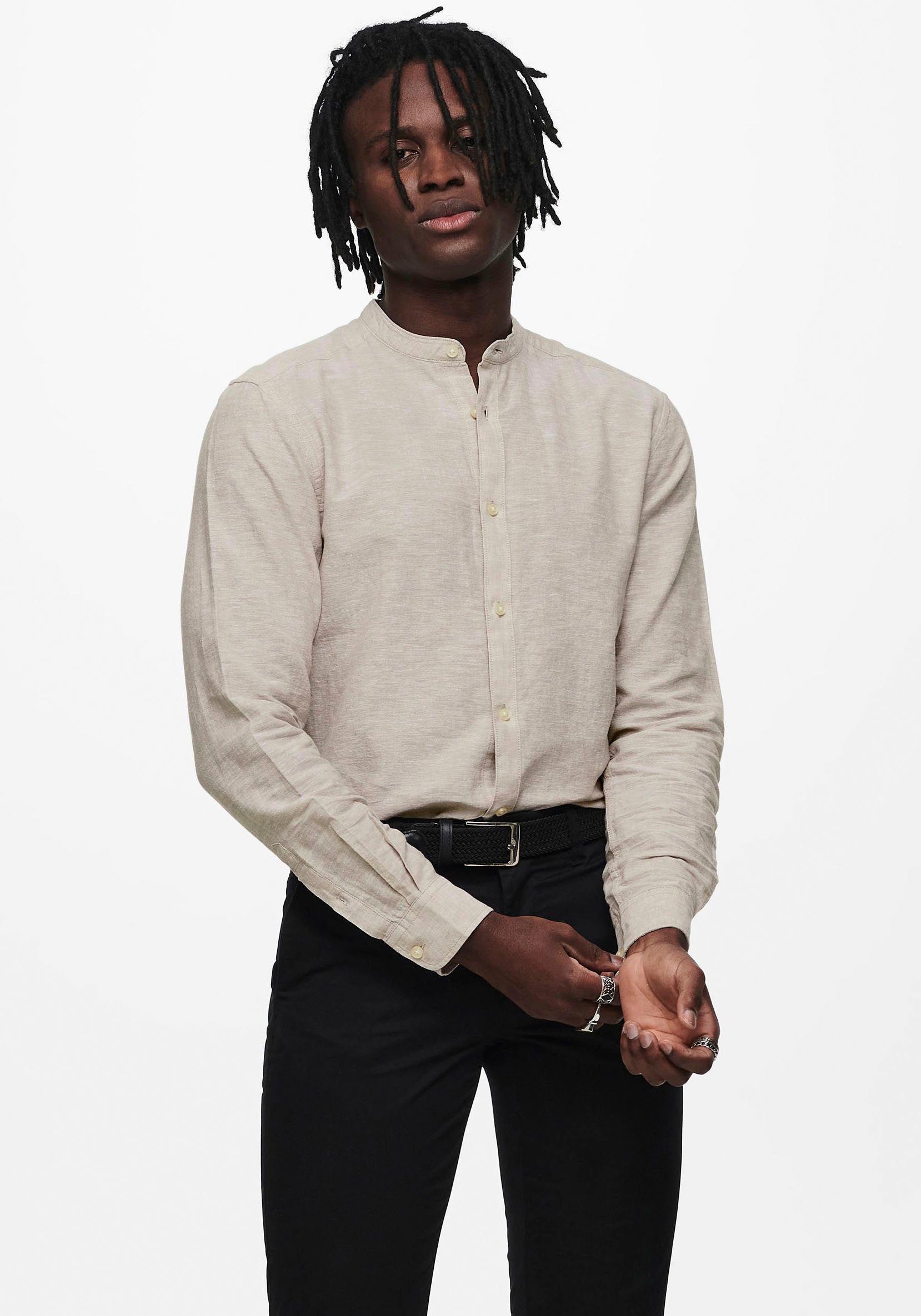 Langarmhemd ONSCAIDEN LS SOLID LINEN MAO SHIRT NOOS