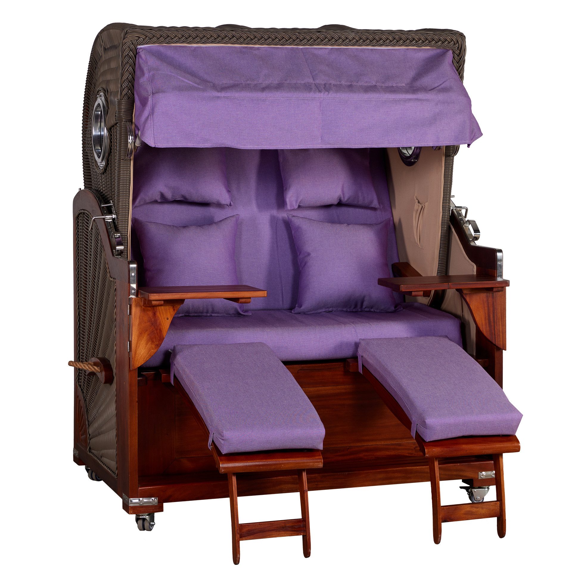 WebaVita Strandkorb Romy aus massivem rotbraunem Hartholz Violett, BxTxH: 145x80x170 cm, Strandkorb