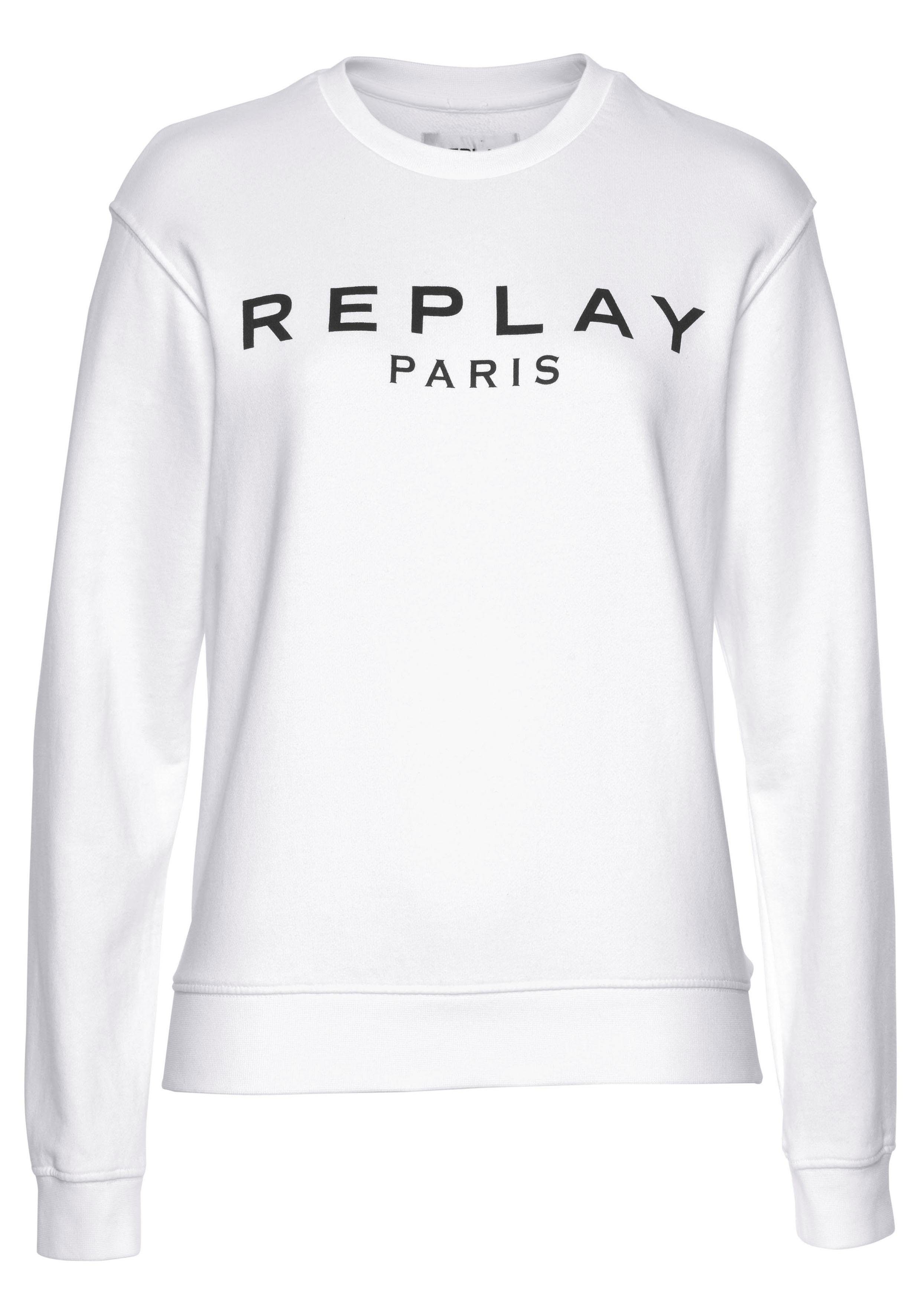 REPLAY Sweatshirt Weiß 100% Baumwolle Damen Pullover REPLAY Sweatshirt Weiß 100% Baumwolle Damen Pullover