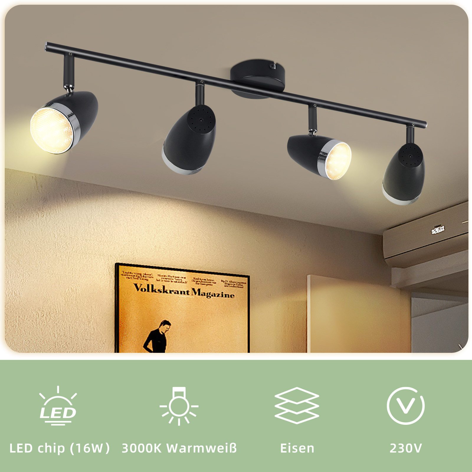 Nettlife LED Deckenstrahler 1/2/3/4 Flammig Modern 4W Schwarz/Weiß Warmweiß günstig online kaufen