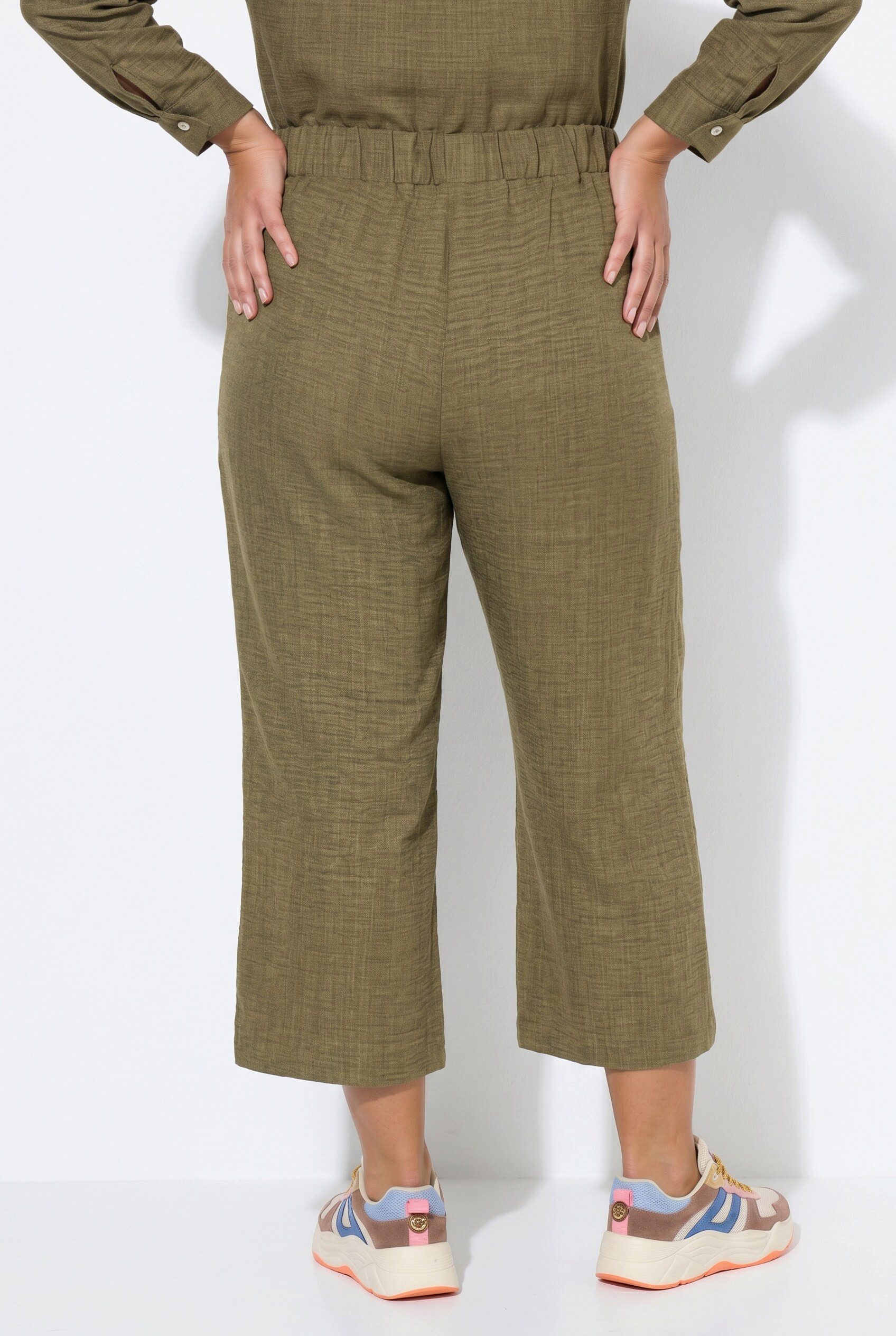 MIAMODA Culotte Hose weites Bein Twill Elastikbund Ziertaschen