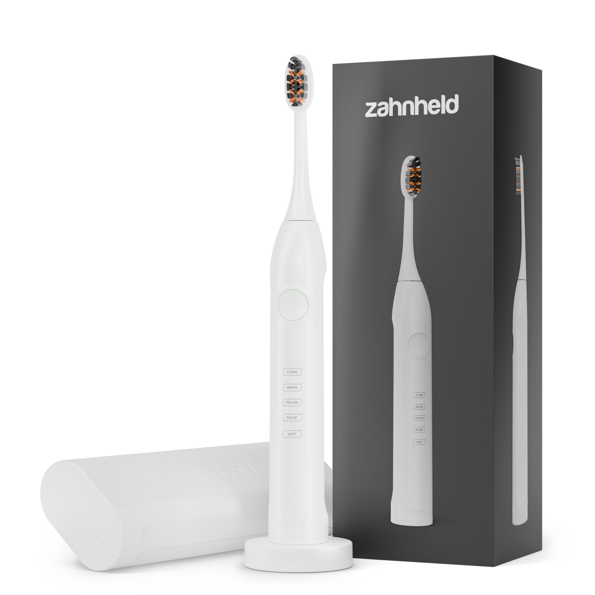 Zahnheld Elektrische Zahnbürste Schallzahnbürste Gero mit Etui weiß, 5 Putzmodi, Зубные щетки, Mundpflege, Reisezahnbürste, Zahnbürste mit Schall, USB Ladestation