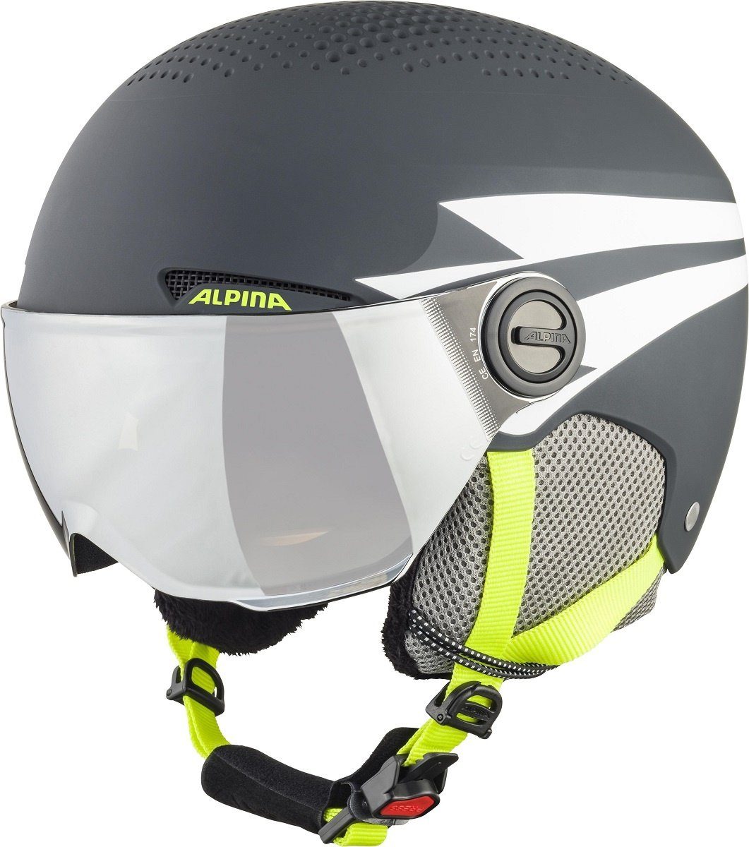 Skihelm Alpina Zupo Visor Q-Lite Kinder Skihelm Snowboardhelm charc neon matt