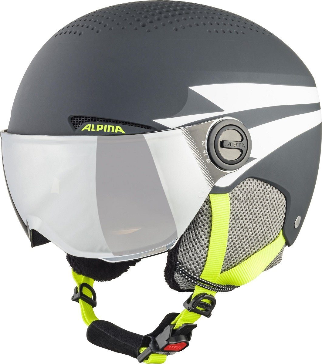 Alpina Sports Skihelm Alpina Zupo Visor Q-Lite Kinder Skihelm Snowboardhelm charc neon matt