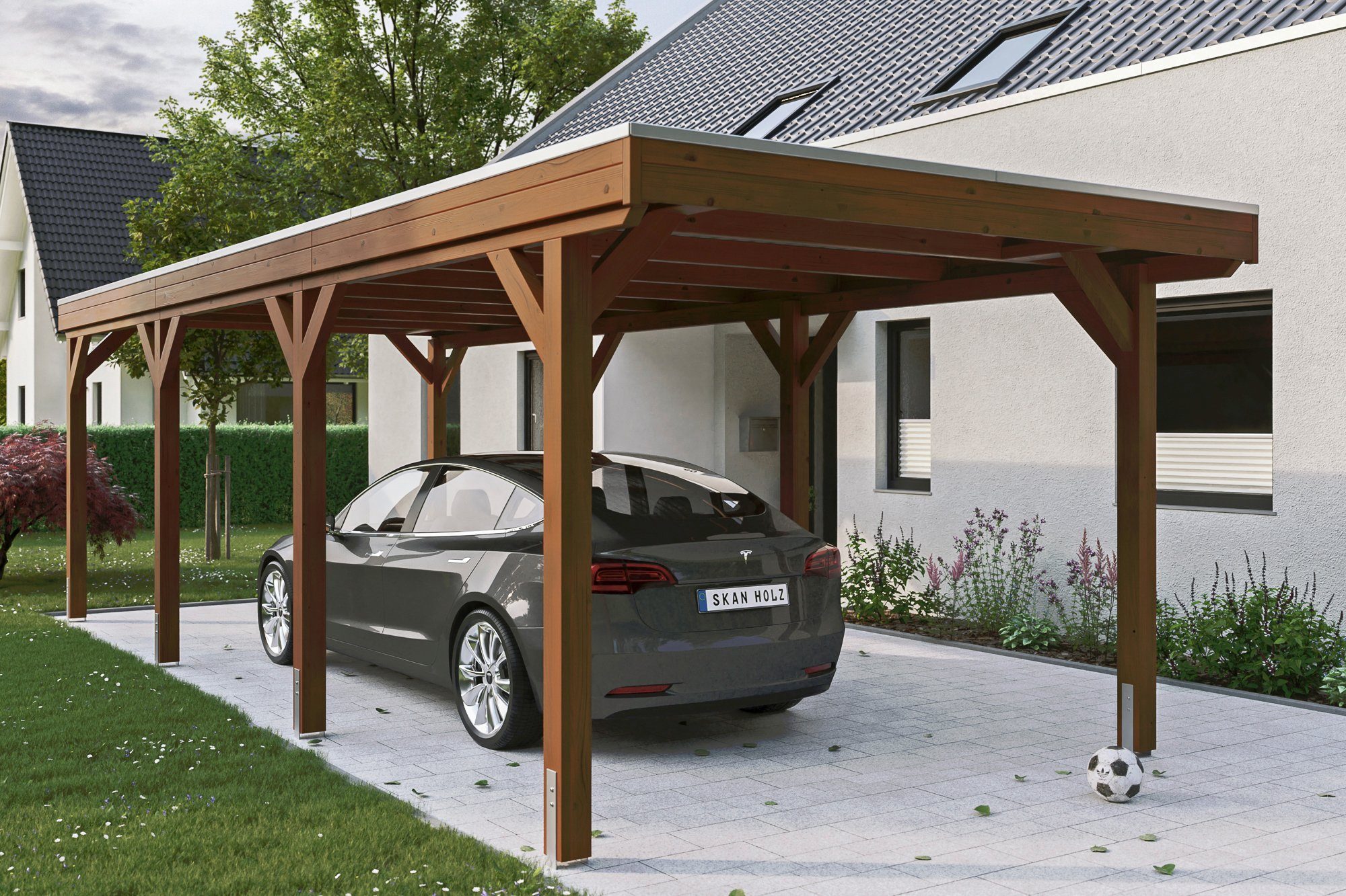 321x796 Grunewald, Einzelcarport 289 Einfahrtshöhe, mit BxT: cm cm, EPDM-Dach Skanholz