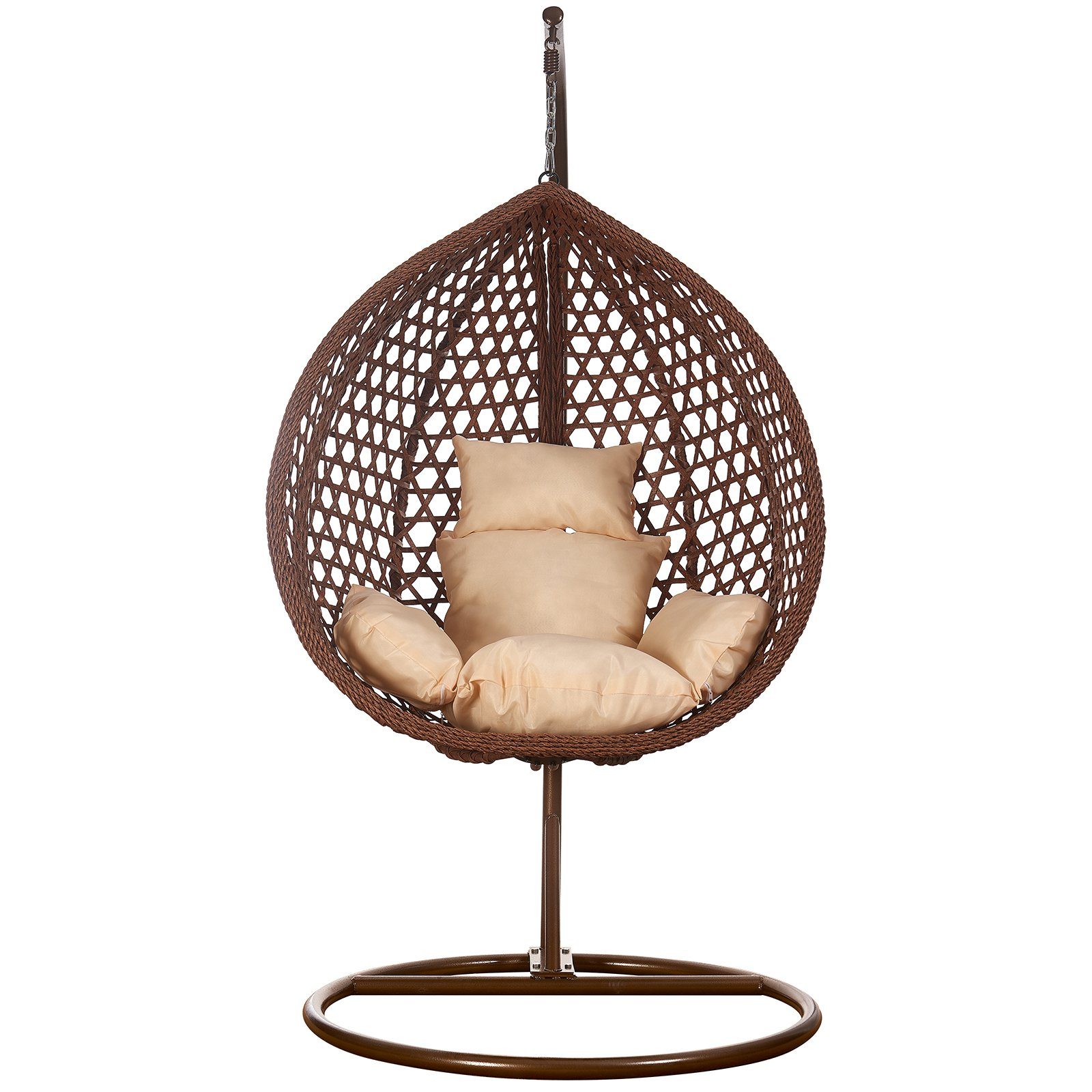 RAMROXX Hängesessel Luxus Style XXL Rattan Korb und Gestell Braun mit Relax günstig online kaufen