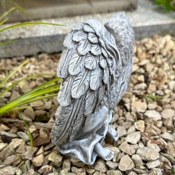 Radami Gartenfigur Grabengel Engel auf Stein - In Liebe - Grabherz mit Flügel Grabschmuck