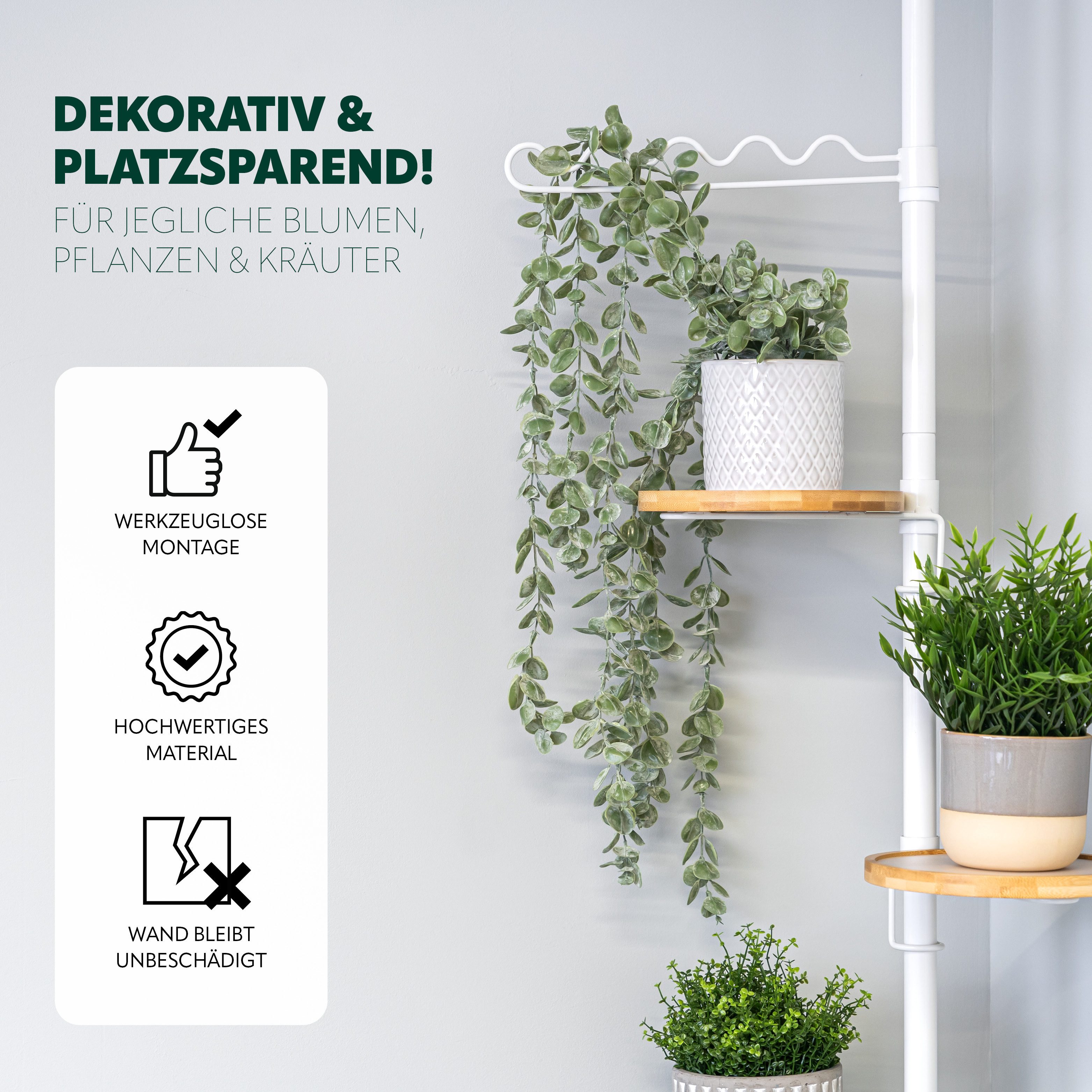 bremermann Blumenständer Teleskop-Blumenregal mit 4 Bambus-Ablagen