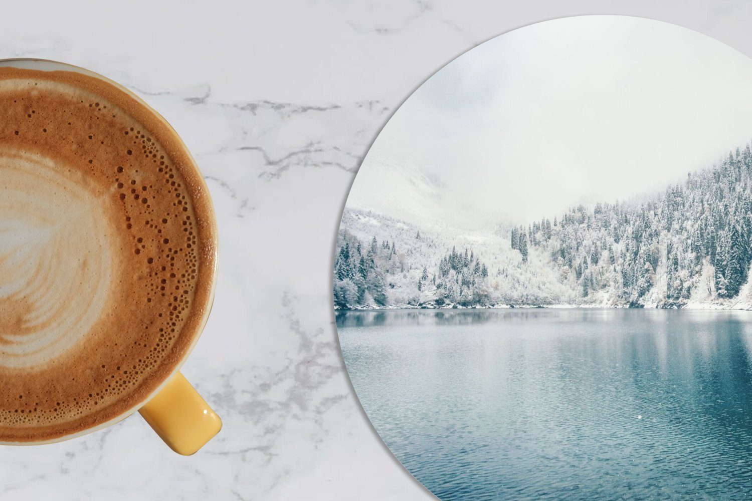 MuchoWow Glasuntersetzer Winter - für Tasse, Tassenuntersetzer, Getränkeuntersetzer, 6-tlg., Schnee, Korkuntersetzer, Wasser Zubehör Gläser, Becher 