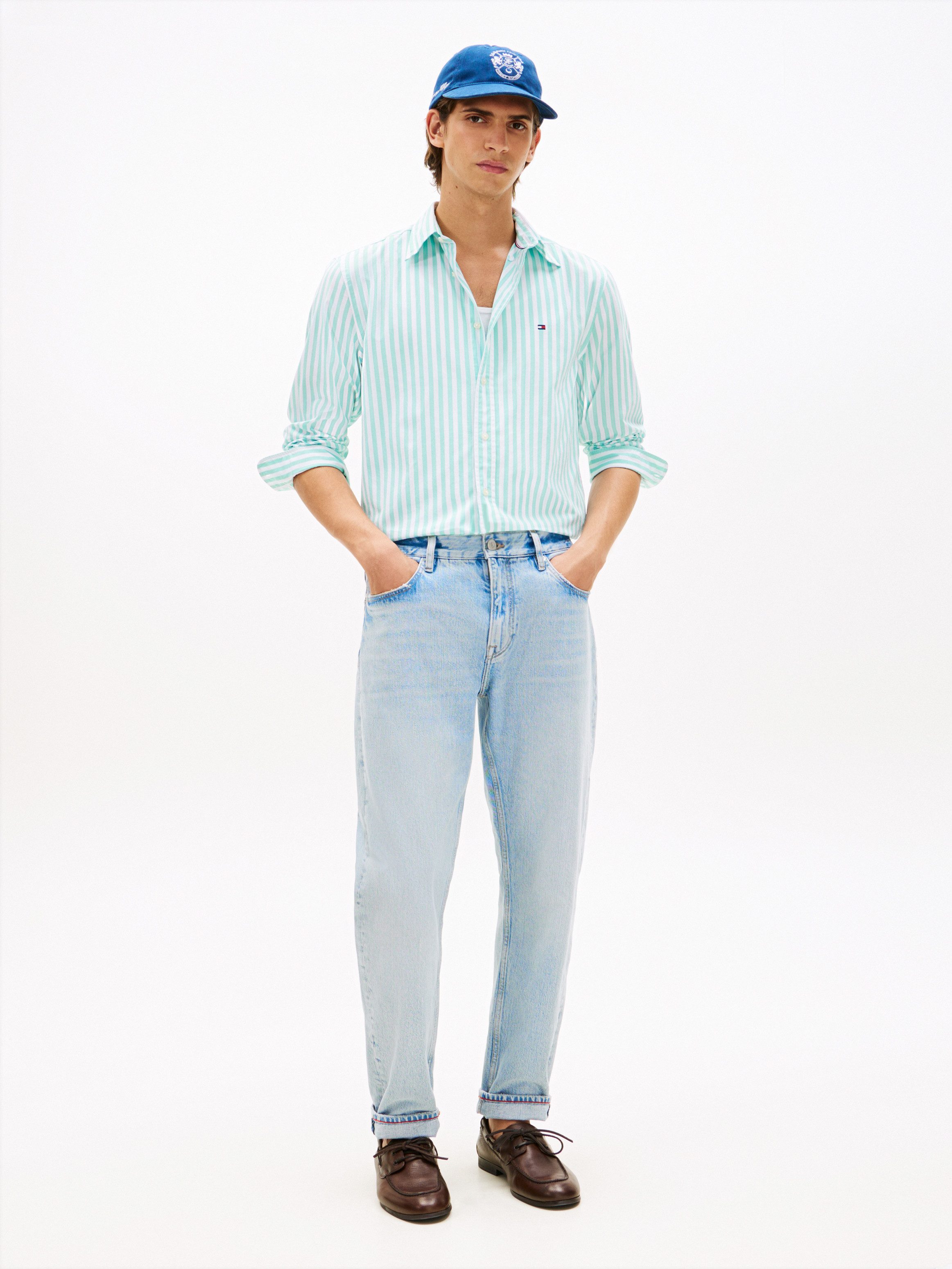 Tommy Hilfiger Langarmhemd FLEX POPLIN CLASSIC STP Regular Fit gestreift, Button-Down-Kragen