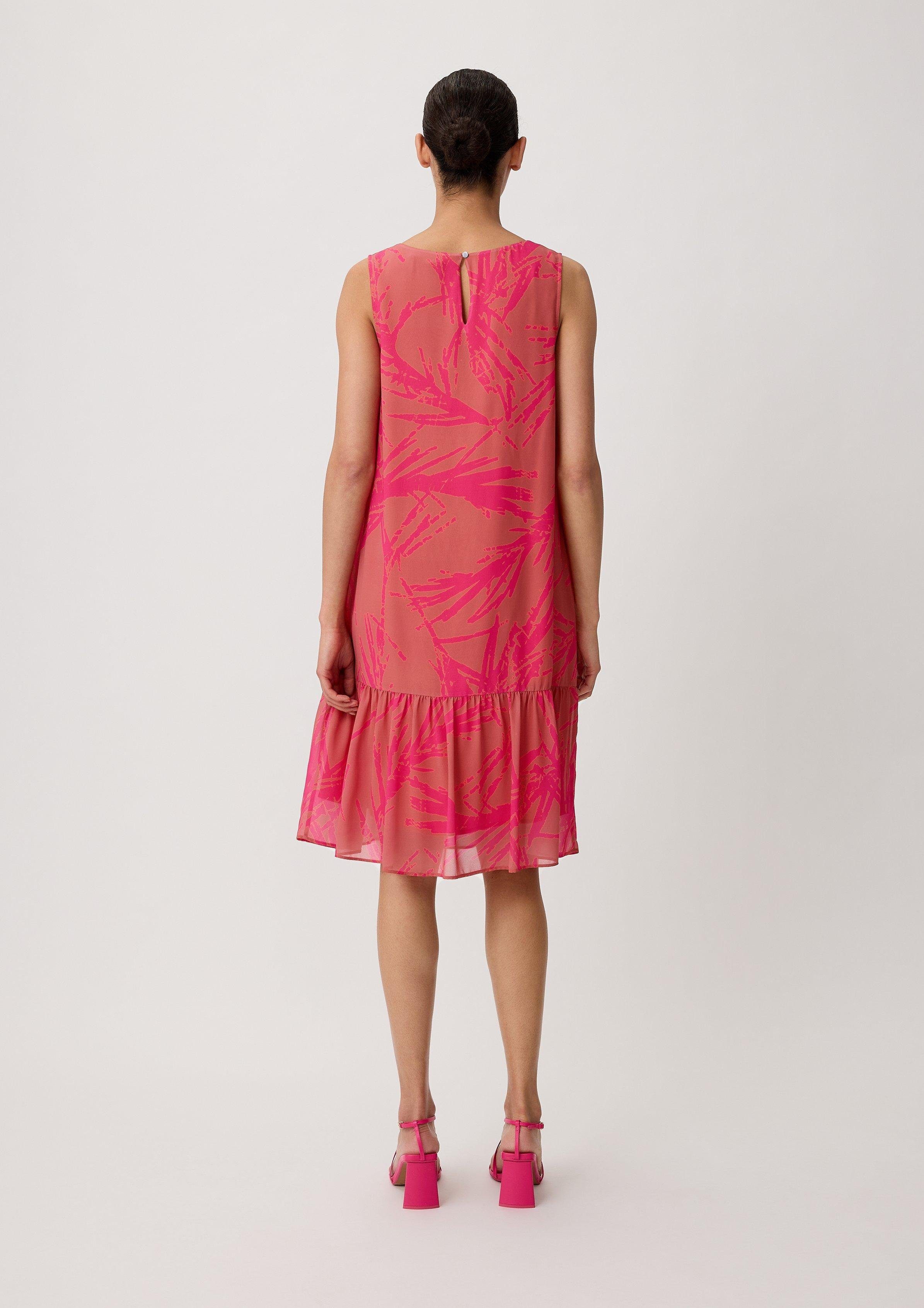 Comma Minikleid Stufenkleid aus Volants pink Chiffon
