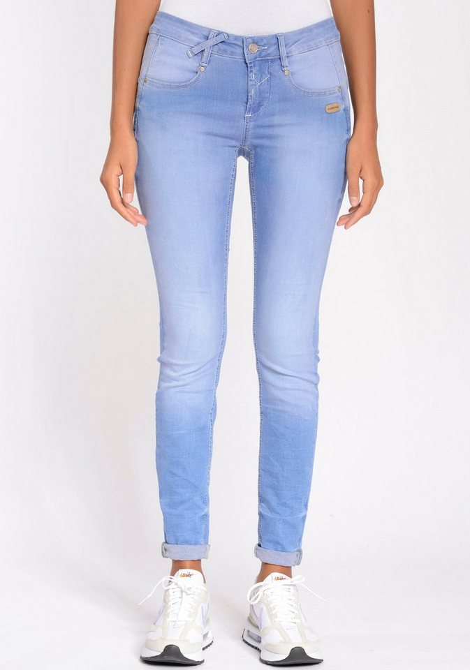 GANG Skinny-fit-Jeans 94NELE mit Stretch und seitlichen Dreieckseinsätzen,  Mit gekreuzten Gürtelschlaufen vorne am Bund