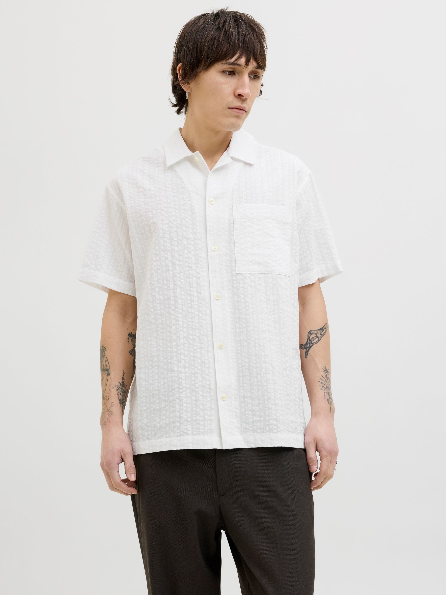 Jack & Jones Kurzarmhemd Kubisches Muster, Kurzarm, Button-down, Brusttasch günstig online kaufen