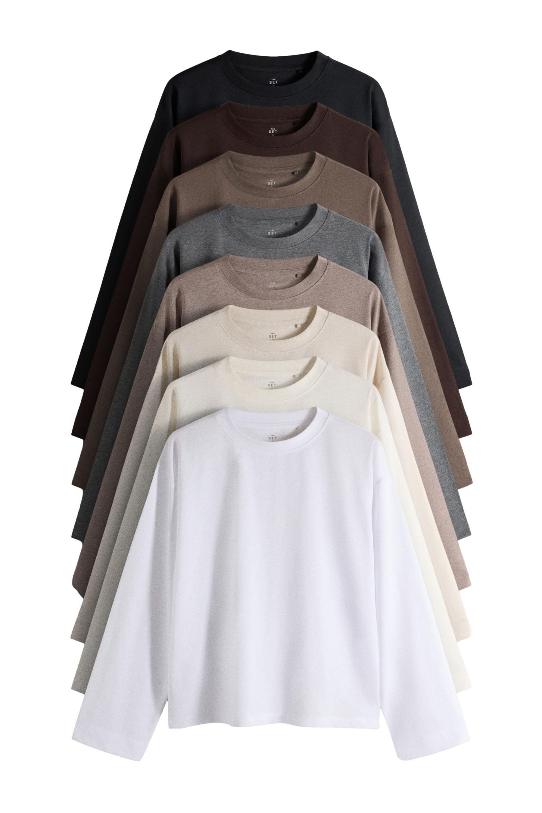 The Set T-Shirt The Set Essential leichte Langarmshirts, 8er-Pack (8-tlg)
