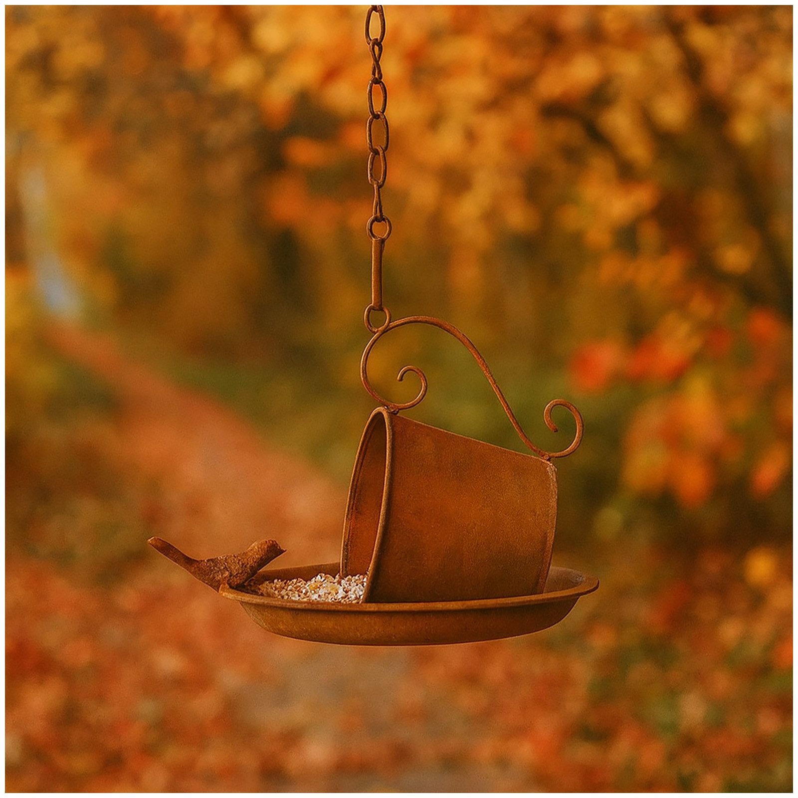 HTI-Living Futterhaus Dekorative Vogelfutterstation Metall Tasse, Vogelfutterstation Vogeltränke