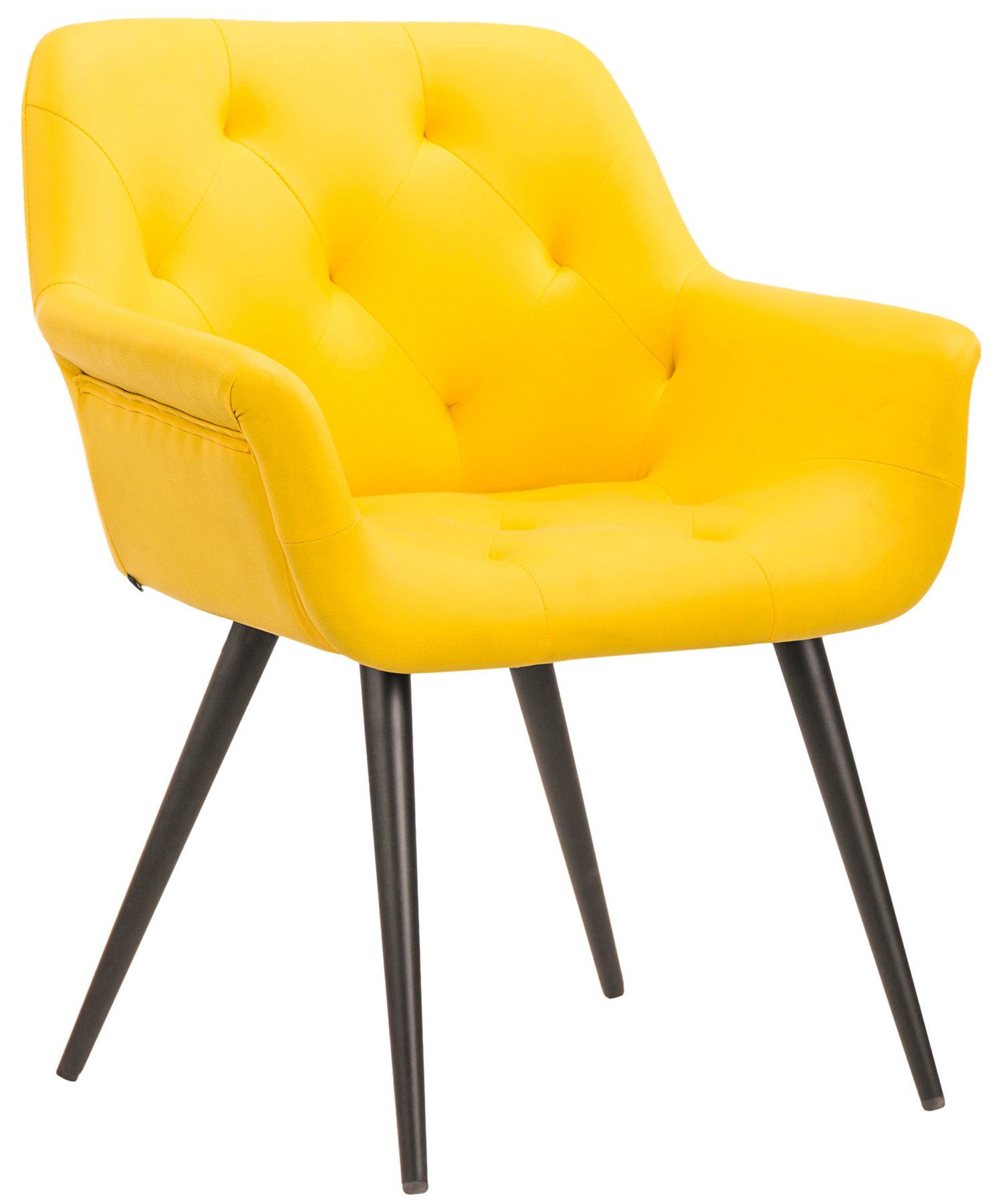TPFLiving Esszimmerstuhl Lamfol mit hochwertig gepolsterter Sitzfläche - Konferenzstuhl (Küchenstuhl - Esstischstuhl - Wohnzimmerstuhl), Gestell: Metall schwarz - Sitzfläche: Kunstleder gelb