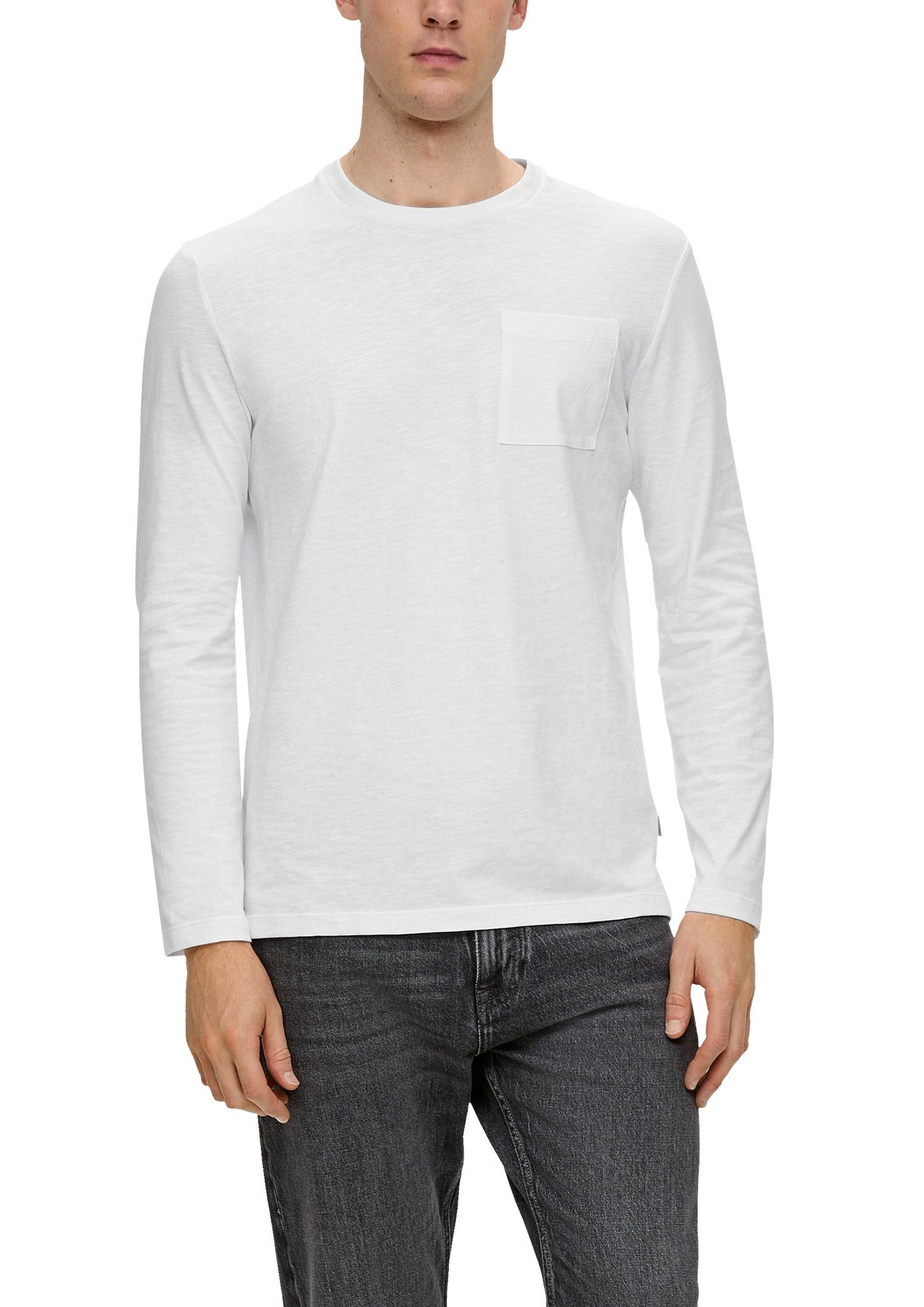 s.Oliver Langarmshirt mit Flammgarnstruktur white