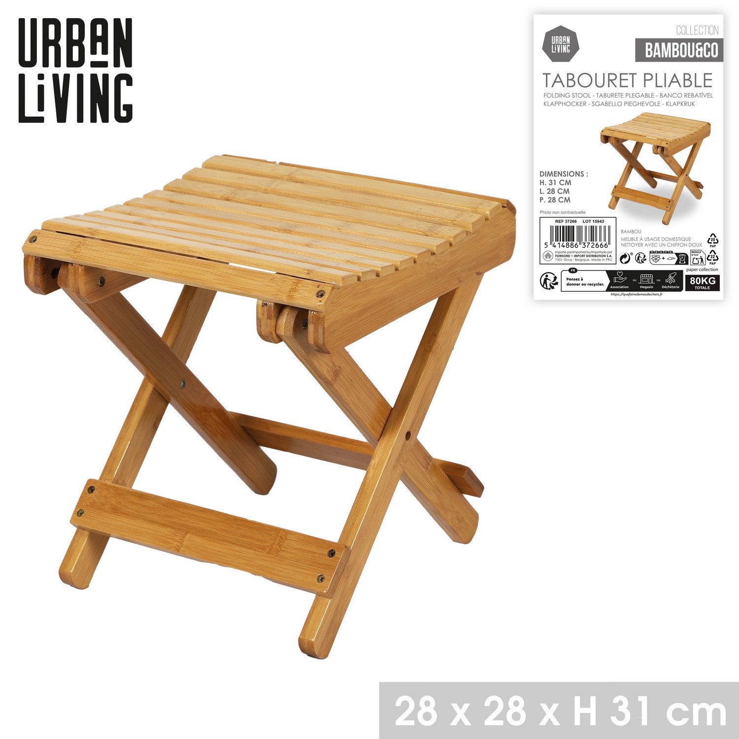 Urban Living Sitzhocker Bambus Klapphocker Klappstuhl günstig online kaufen
