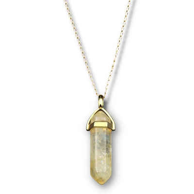LAVISA Kette mit Anhänger Edelstein Halskette Obelisk gold Naturstein Kristall