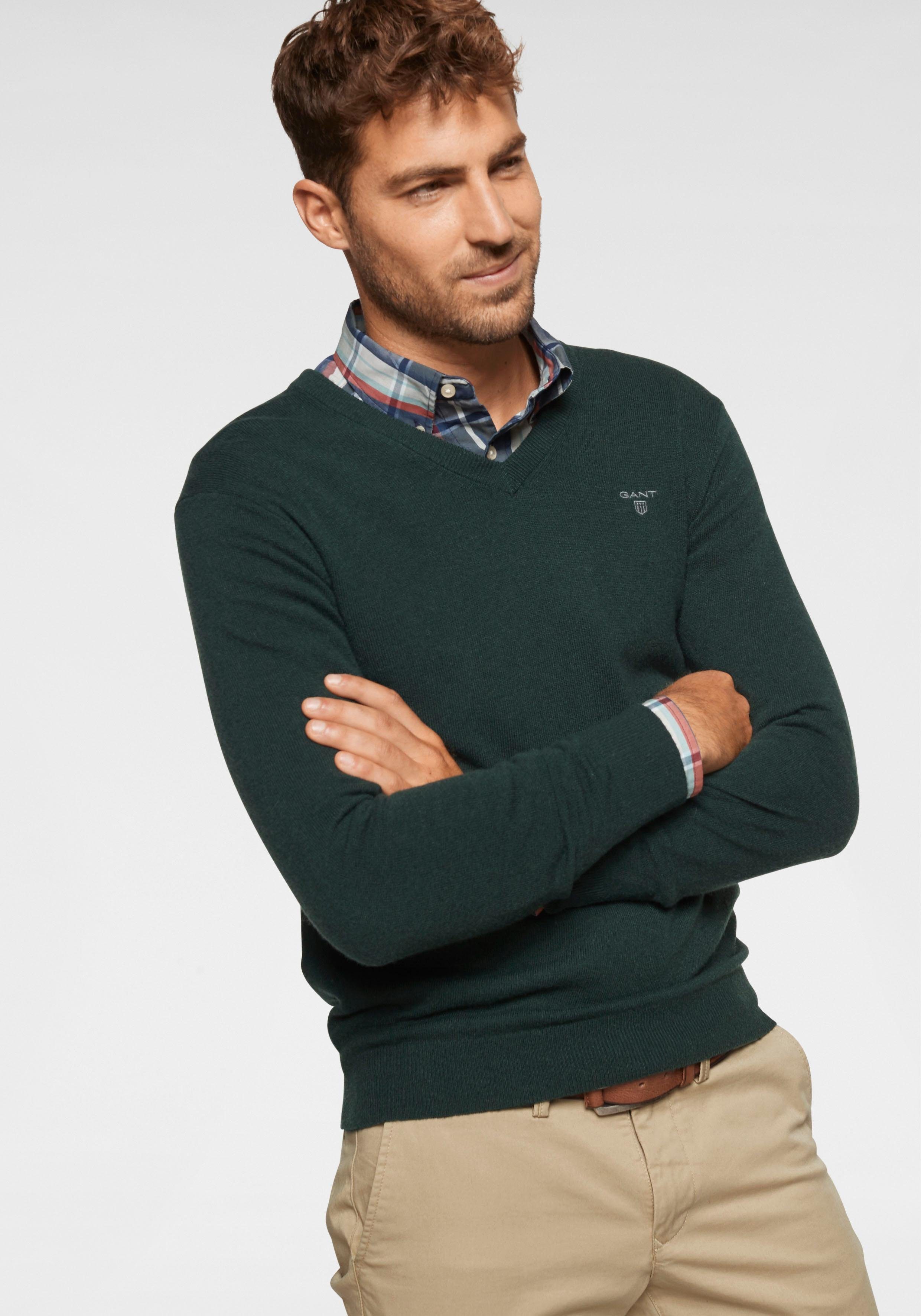 Gant V-Ausschnitt-Pullover aus reiner Lammwolle | OTTO