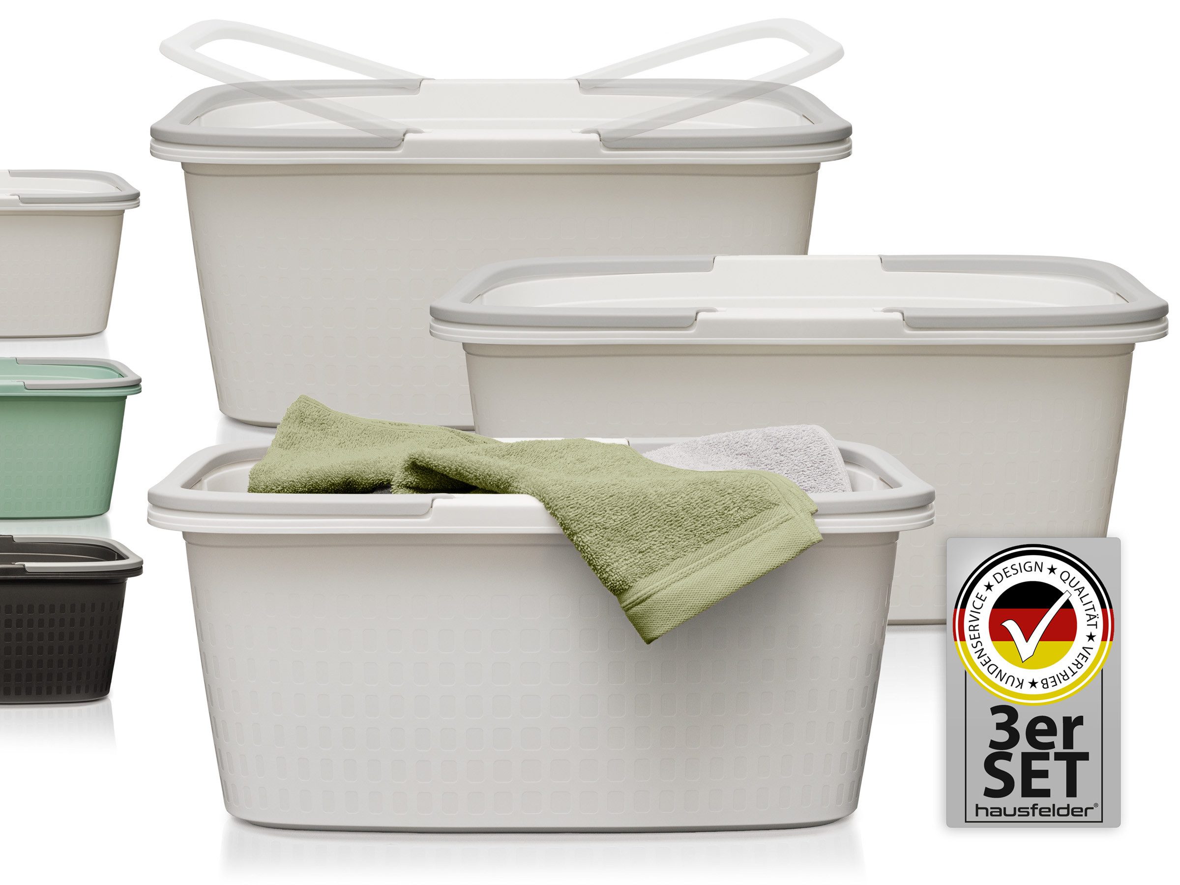 Hausfelder Wäschekorb Wäschewanne 58x37x25cm (Weiß, 3 Wannen, 35 l) (Set, 3 günstig online kaufen
