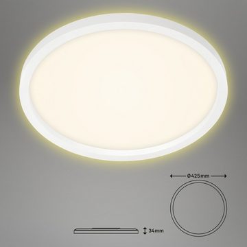 Briloner Leuchten LED Deckenleuchte 7363-016, LED fest verbaut, Warmweiß, Deckenlampe Ø 42,5cm Backlight 22W 3000lm 3000K