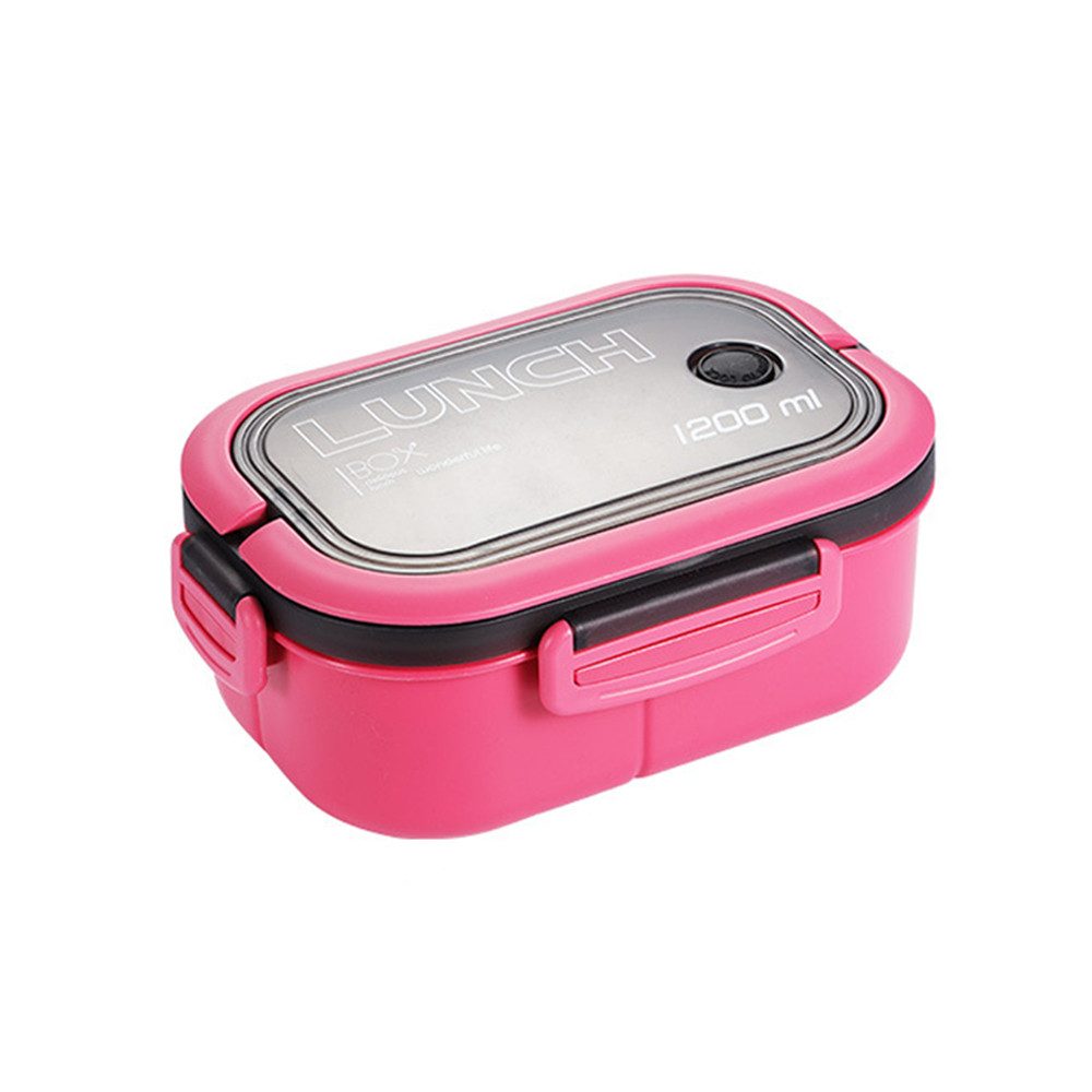 Auledio Lunchbox für Kinder und Erwachsene, Brotdose mit Fächern, 14,5 x 21 x 8 cm, mit Trennwand, Bentobox inklusive Löffel und Gabel, 1200 ml