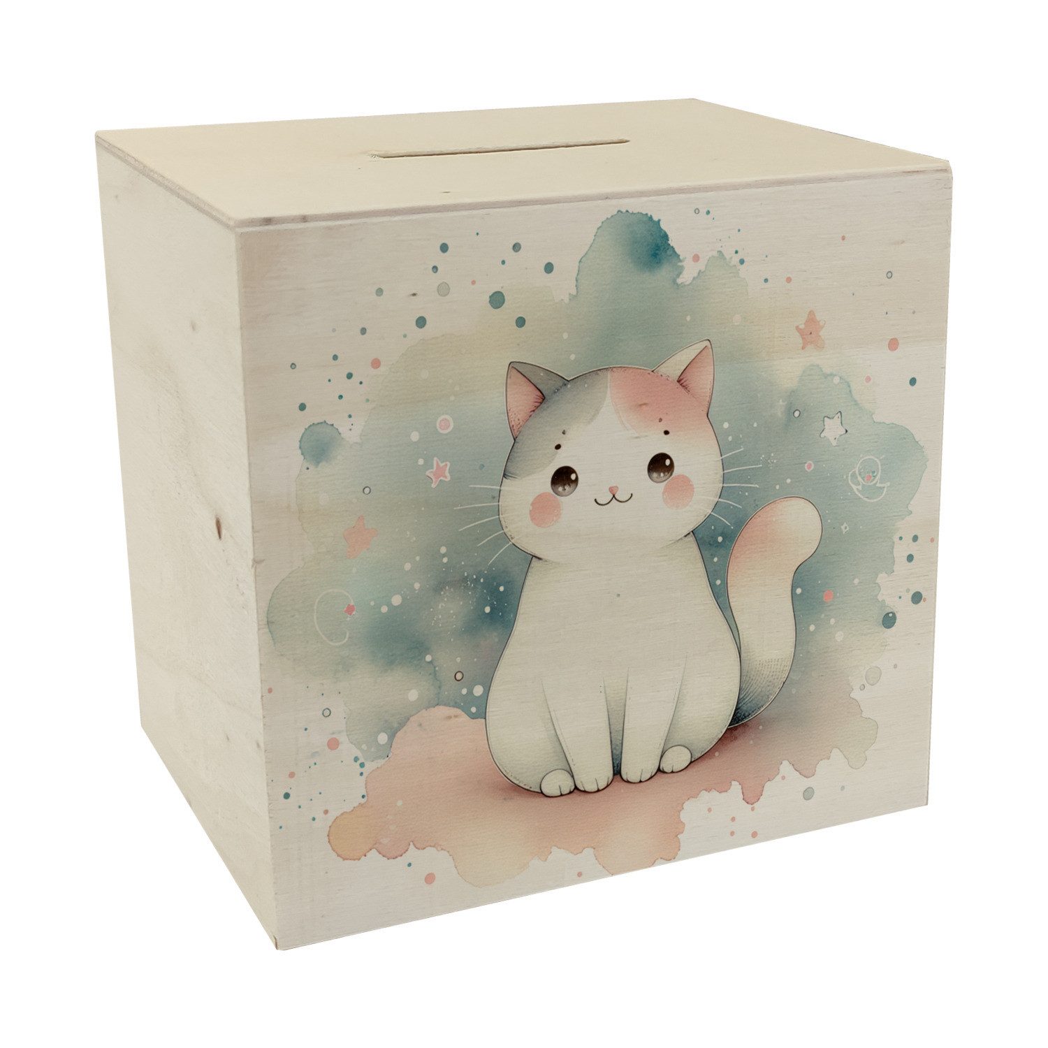 Spardose süße Katze Spardose aus Holz
