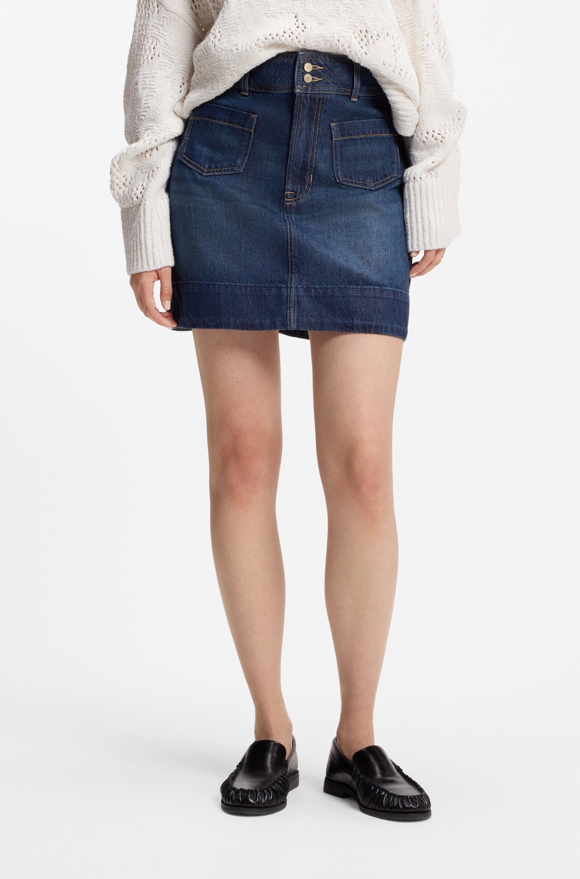 BOSS ORANGE Minirock MINI SKIRT 1.0 Premium Damenmode im 70s Look, mit hohem Bund