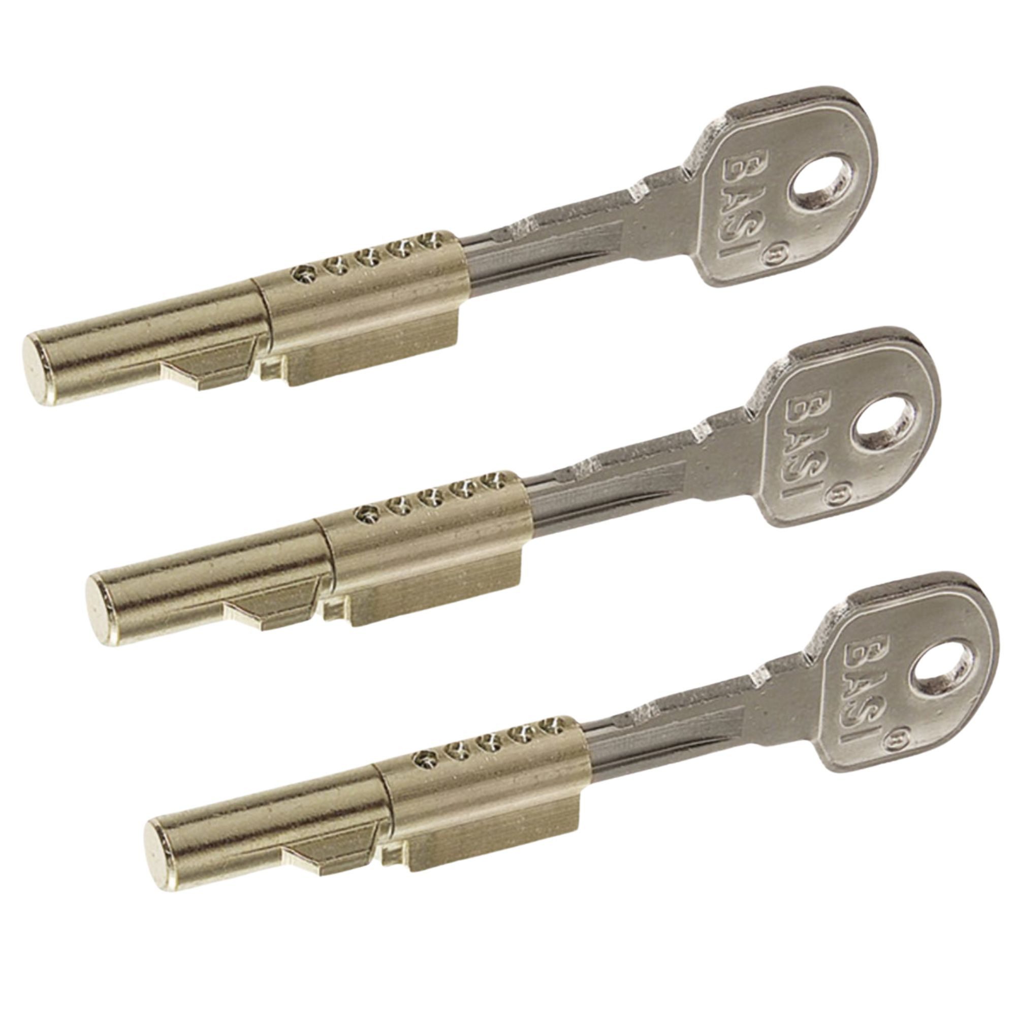 BASI Türriegel Schlüssellochsperrer für Buntbart-Schlösser, (Packung, 3-tlg), 3er Set, Gleichschließend, Sicherung BB-Schloss, 3 Stück, 6 Schlüssel