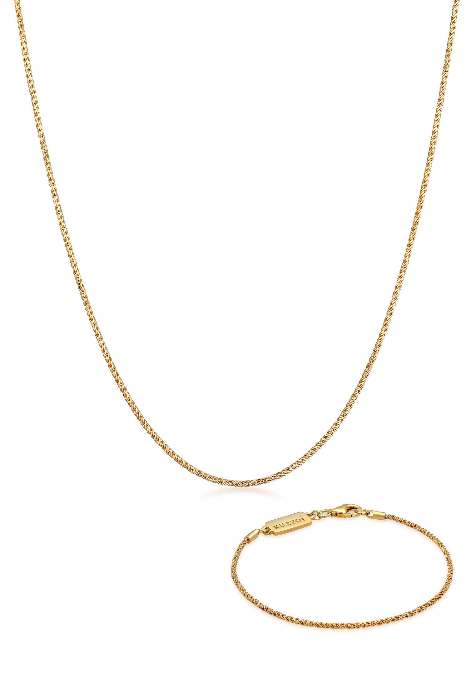 Schmuckset Kette Armband Kordel Basic 925 Silber