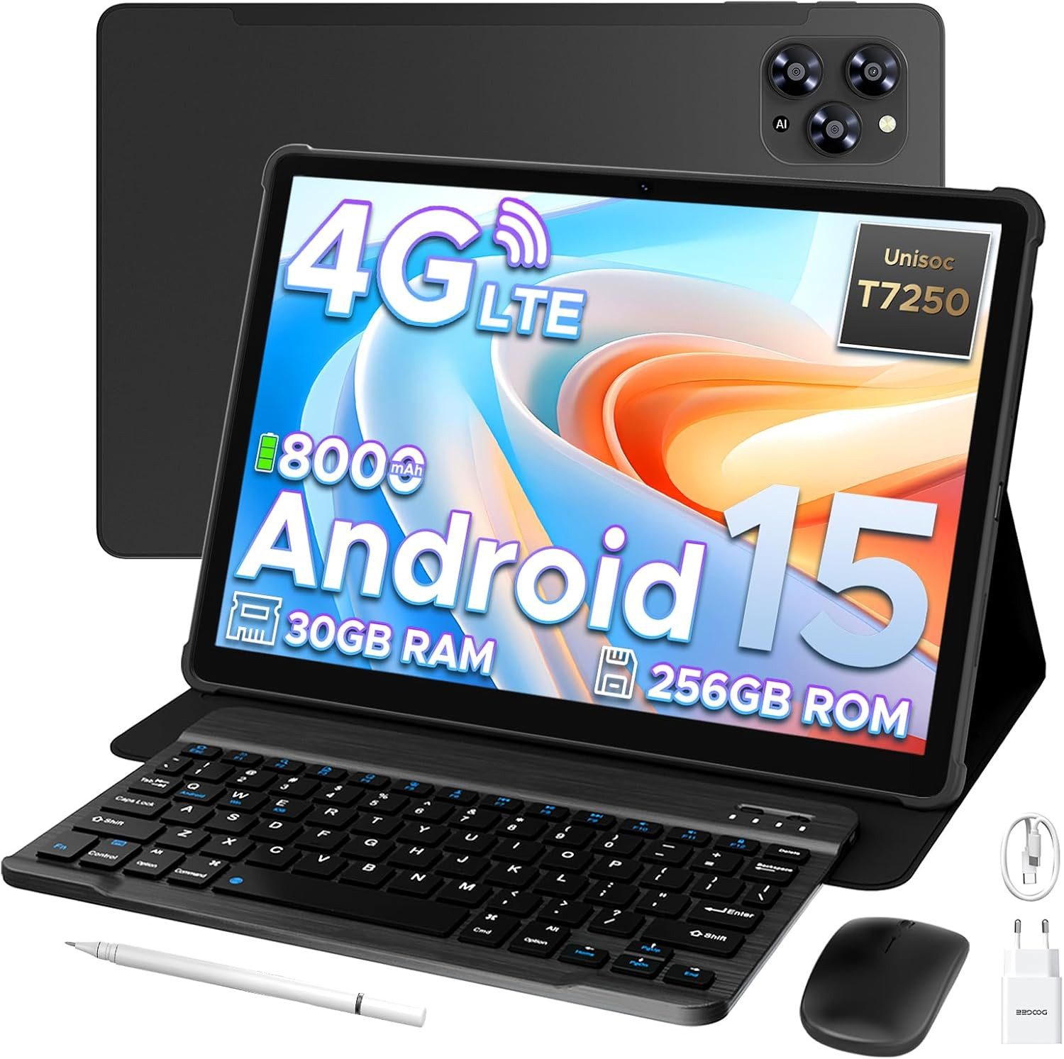 Zevelora 6 GB RAM 8000mAh Fast Gaming Tablet (11", 256 GB, Android 15, 4G LTE, Kompaktes Komplettpaket für Arbeit, Freizeit und multimediales Erleben)