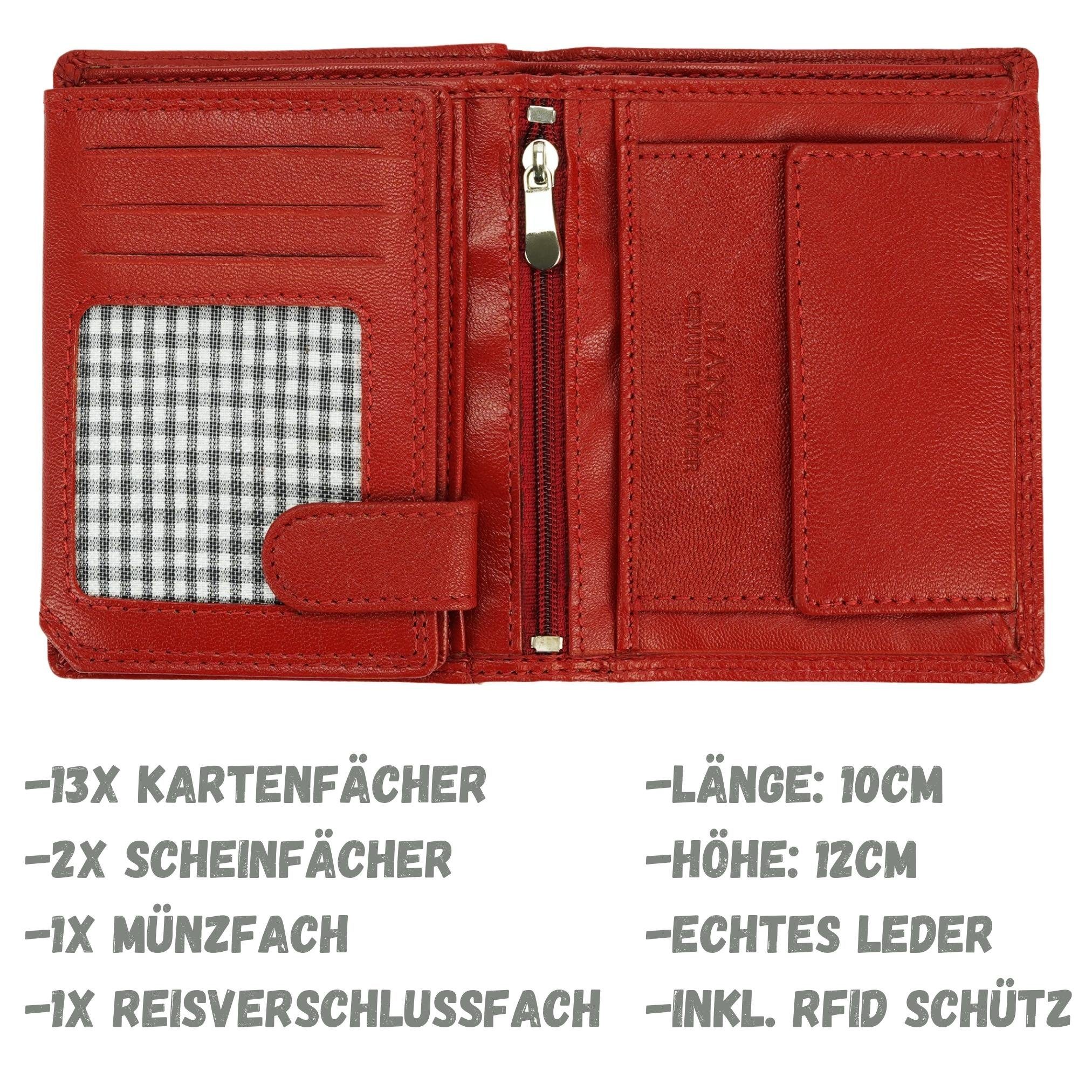 Manza Geldbörse Geldbeutel Herren Echtes Leder Portmonee Geldbörse inkl. RFID Schutz, Hochwertiges Nappa Leder, Viele Fächer, RFID- Schutz, Signaturprägung