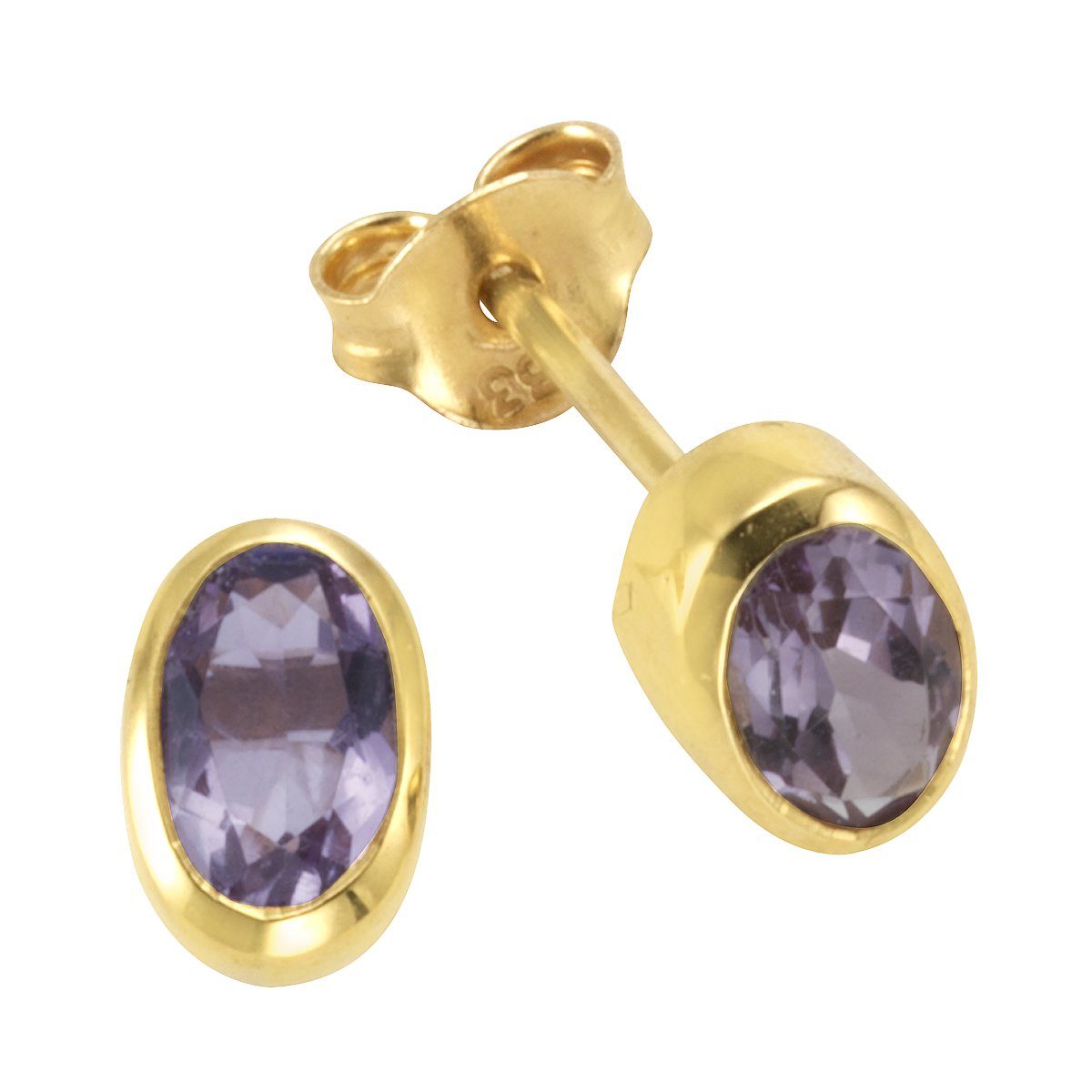Paar Ohrstecker 333/- Gelbgold mit Amethyst