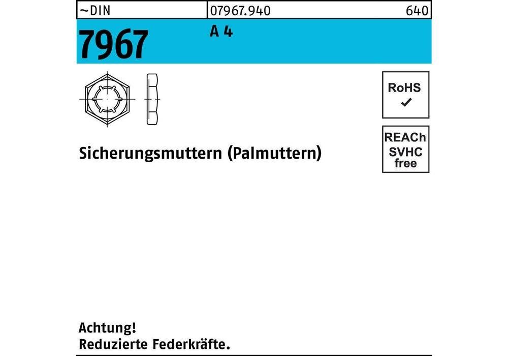 Sechskantmutter Sicherungsmutter DIN 7967 M 10 A 4